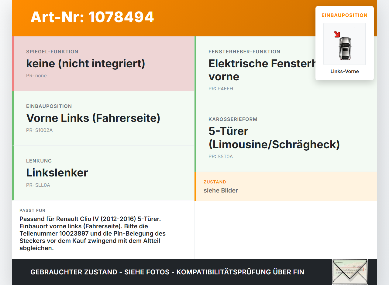Renault Clio IV BH 12-16 5T Fensterheberschalter Schalter Links Vorne Renault Clio IV BH 12-16 23.12.2013... Vorschau 3