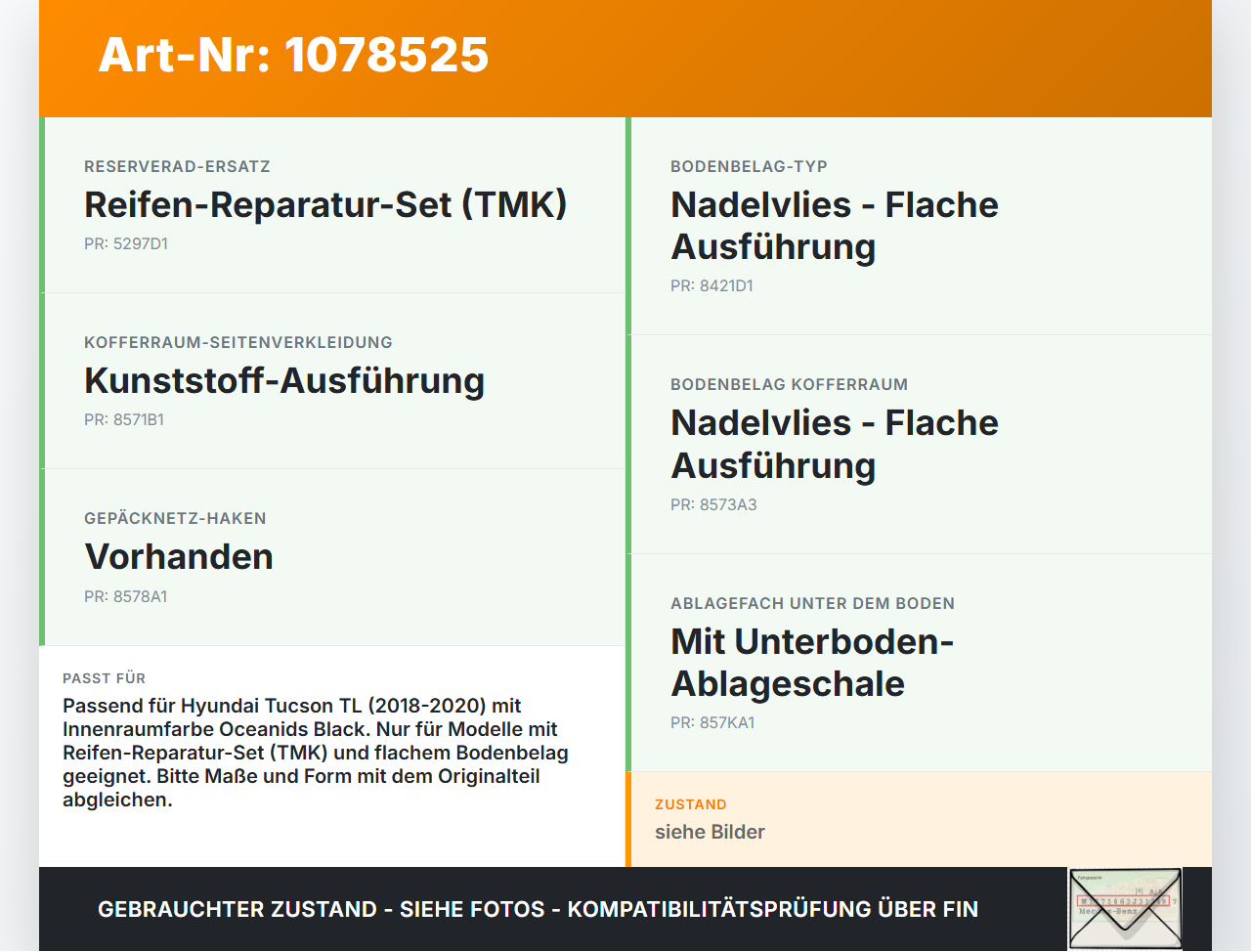 Hyundai Tucson TL 18-20 Kofferraummatte Kofferraum Einlegeboden Hyundai Tucson TL 18-20 06.11.2019 gebraucht Vorschau 3