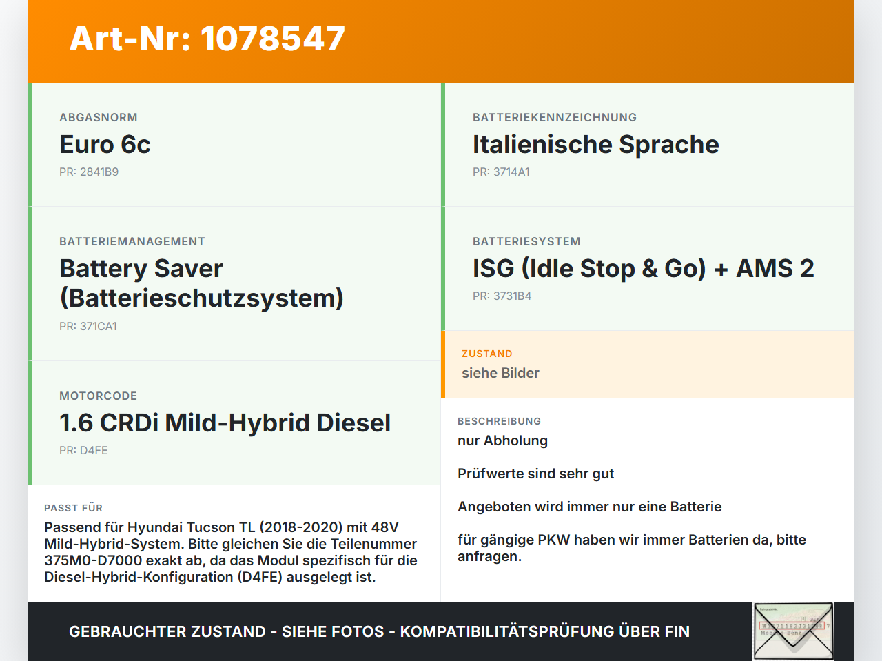 Hyundai Tucson TL 18-20 Hybridbatterie Hochvolt Batterie Li-Ion Polymer Akku Modul Hyundai Tucson TL 18-20... Vorschau 3