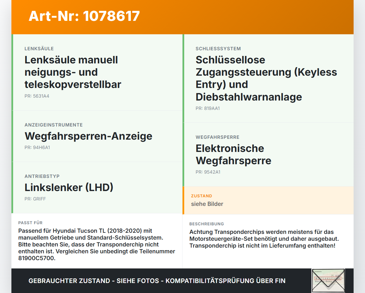Hyundai Tucson TL 18-20 Lenkradschloss Lenkradriegel Lenkungsverriegelung Modul Hyundai Tucson TL 18-20 06.11.2019... Vorschau 3