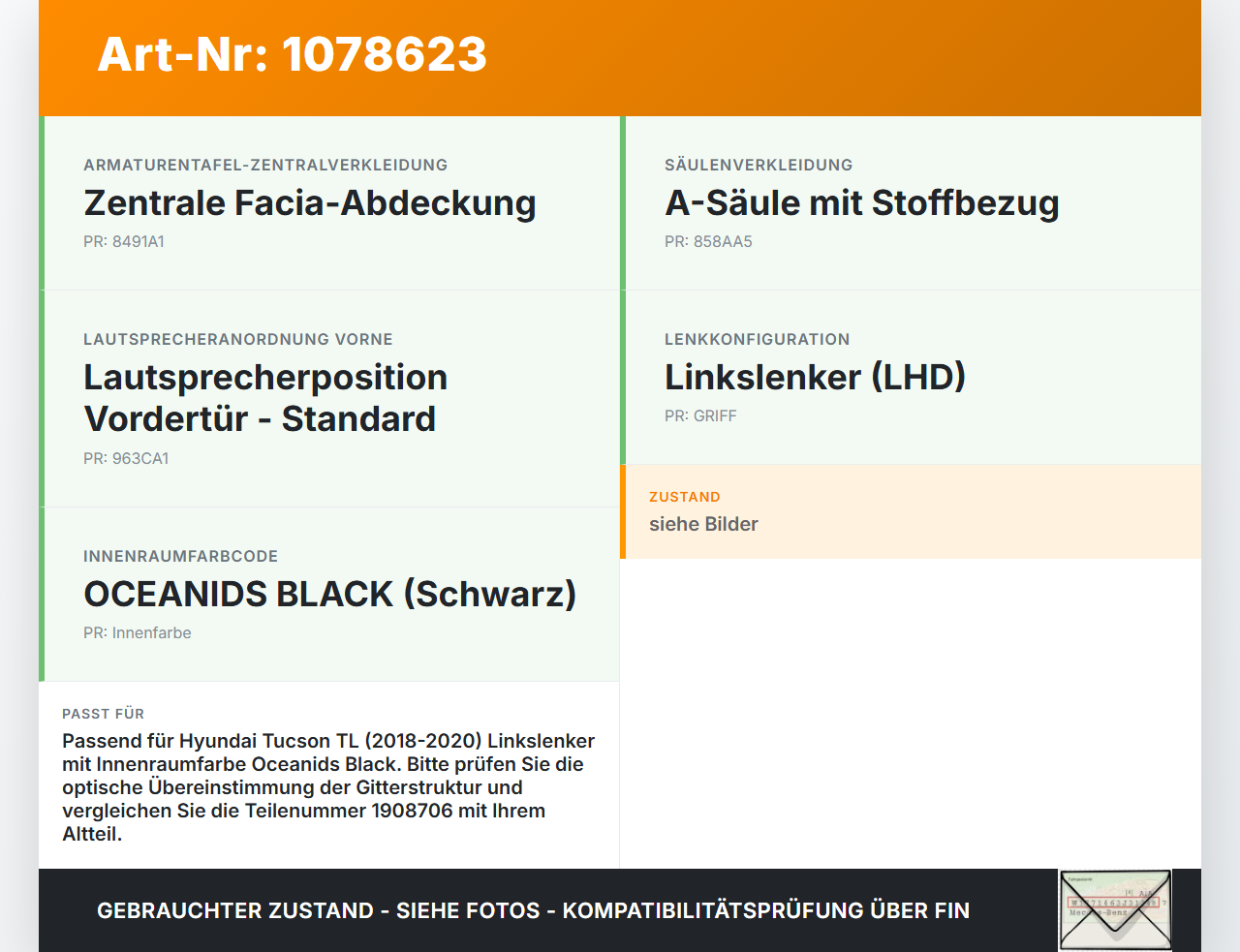 Hyundai Tucson TL 18-20 Lautsprecherblende Blende Lautsprechergitter Armaturenbrett Hyundai Tucson TL 18-20... Vorschau 3