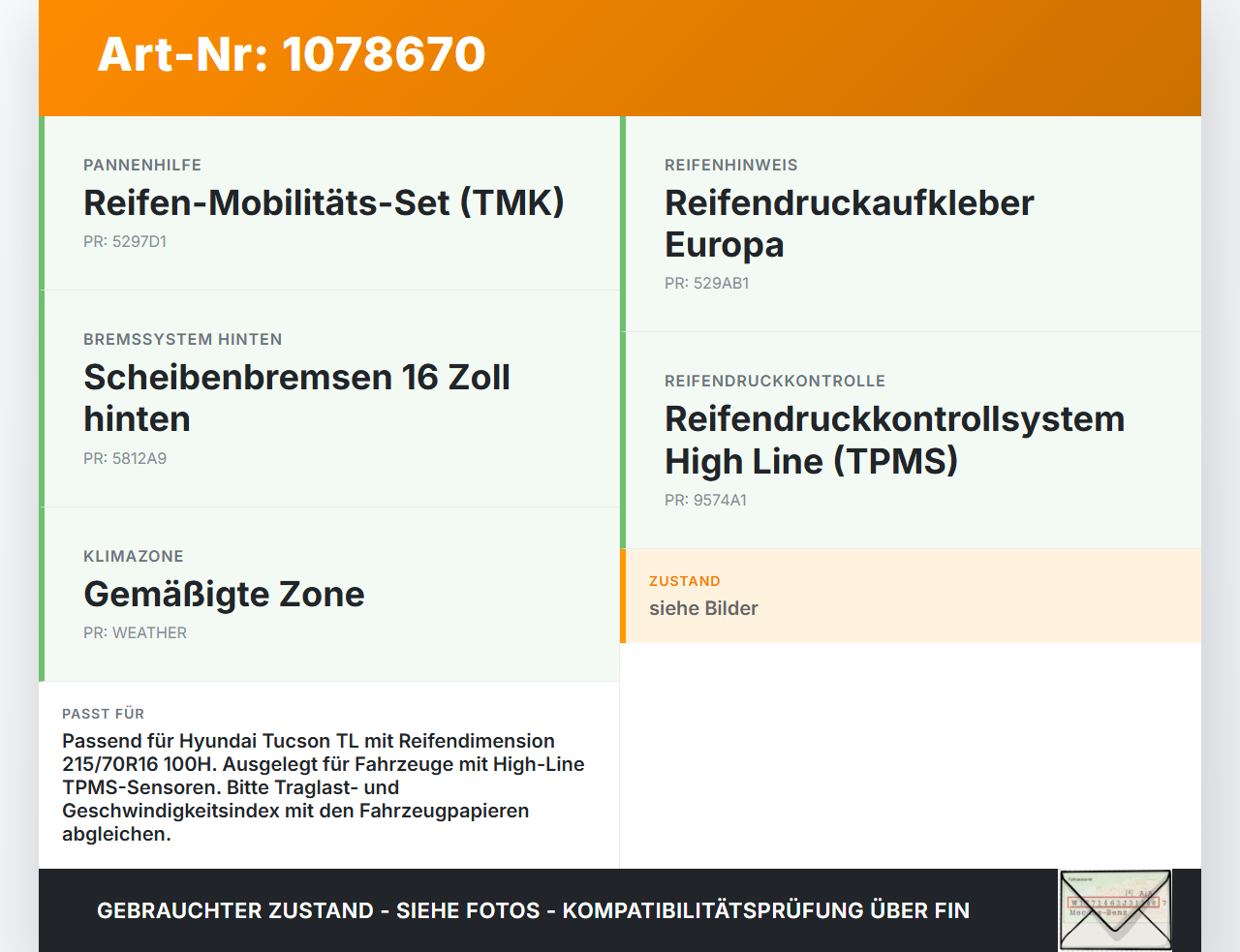 Hyundai Tucson TL 18-20 2 x Reifen Ganzjahresreifen Continental 215/70R16 100 H Hyundai Tucson TL 18-20 06.11.2019... Vorschau 3