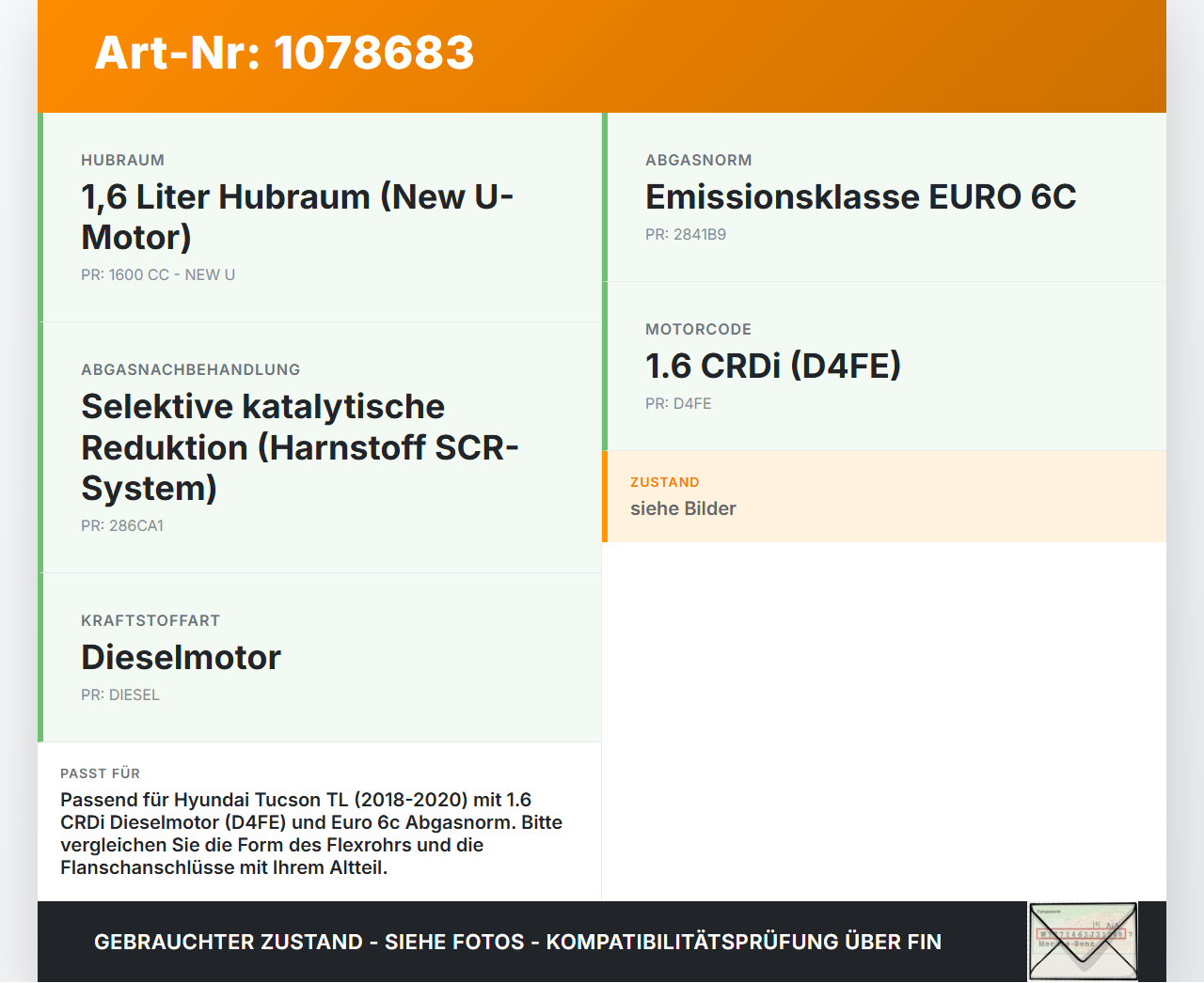 Hyundai Tucson TL 18-20 CRDi 1,6 100KW Abgasleitung AGR Rohr Leitung Flexrohr Hyundai Tucson TL 18-20 06.11.2019... Vorschau 3