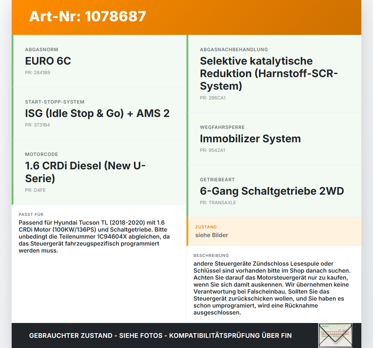 Hyundai Tucson TL 18-20 CRDi 1,6 100KW Steuergerät ECU für Motor Motorsteuergerät Hyundai Tucson TL 18-20... Vorschau 3