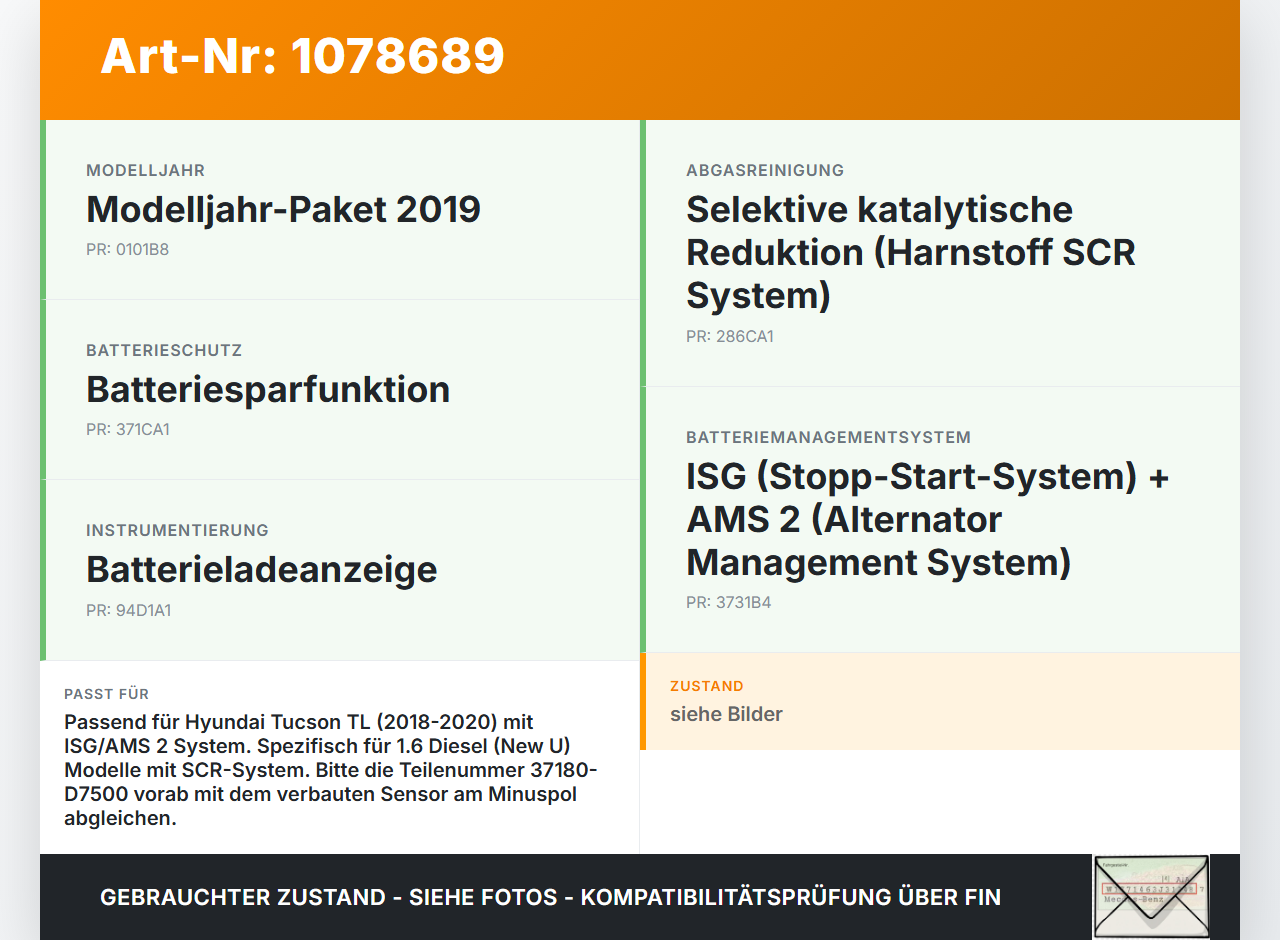 Hyundai Tucson TL 18-20 Kabelbaum Sensor Batterieüberwachung TLe für Batterie Hyundai Tucson TL 18-20 06.11.2019... Vorschau 3