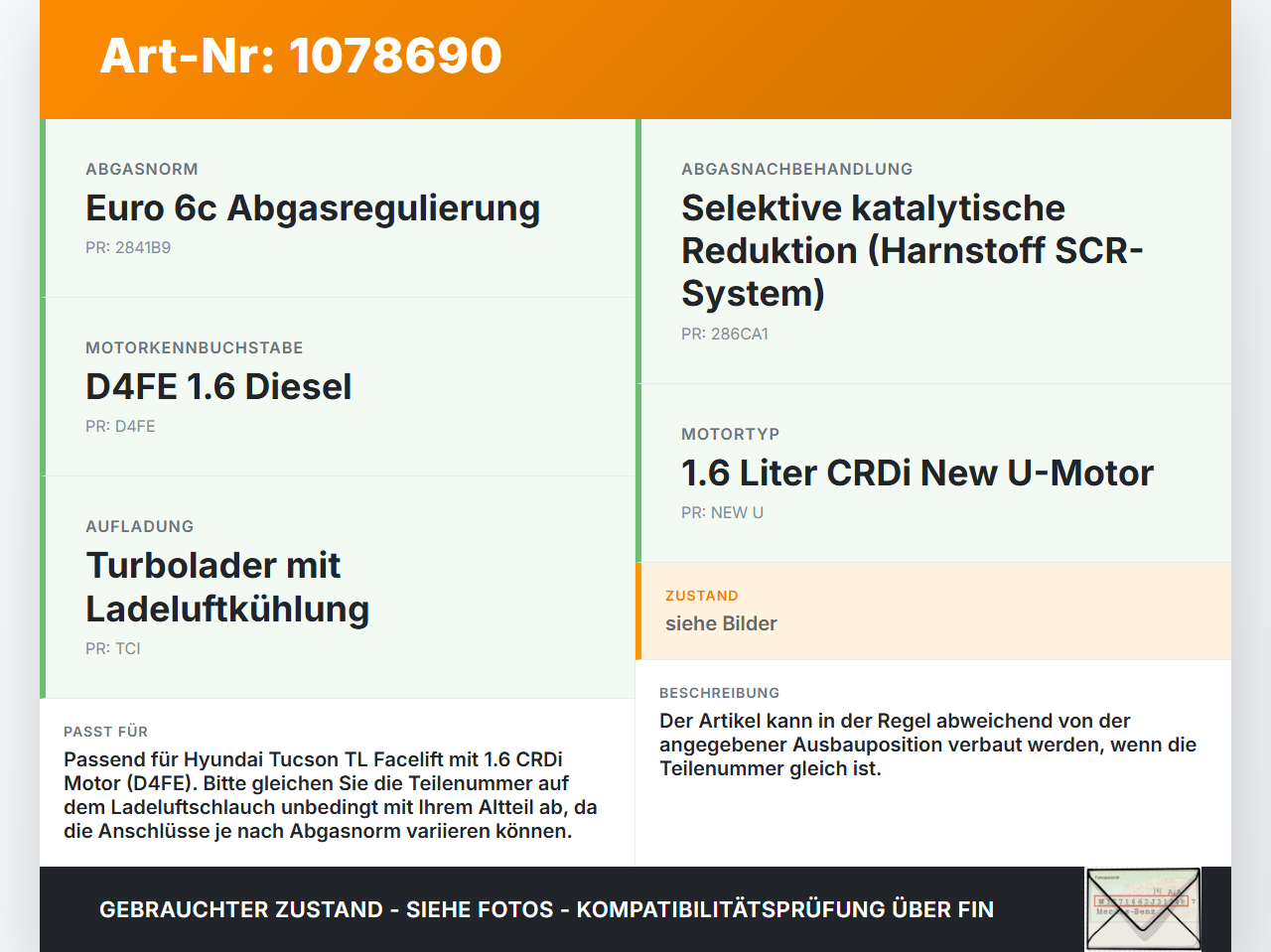 Hyundai Tucson TL 18-20 CRDi 1,6 100KW Ansaugrohr Ladeluftschlauch Luftschlauch Hyundai Tucson TL 18-20 06.11.2019... Vorschau 3