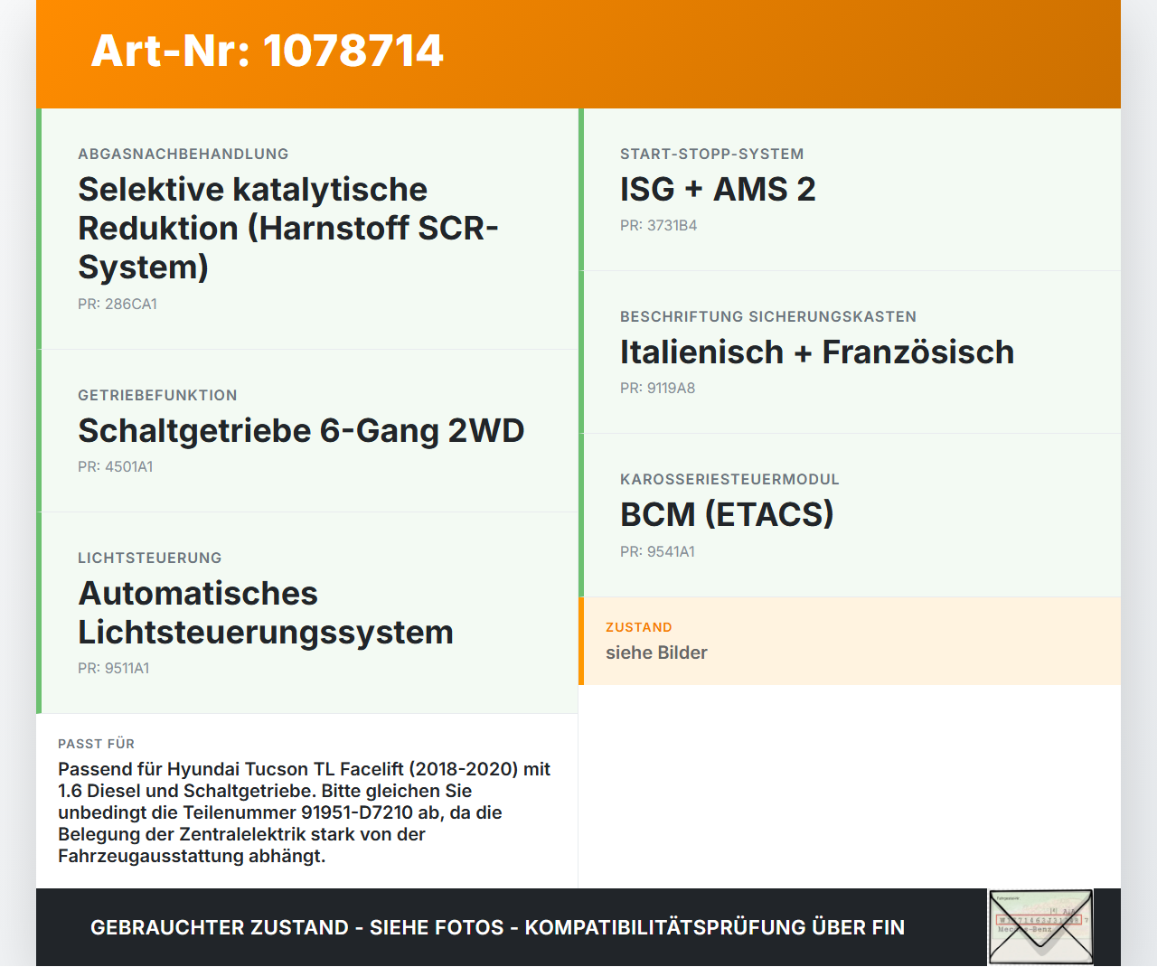 Hyundai Tucson TL 18-20 CRDi 1,6 100KW Sicherungskasten Zentralelektrik Hyundai Tucson TL 18-20 06.11.2019... Vorschau 3