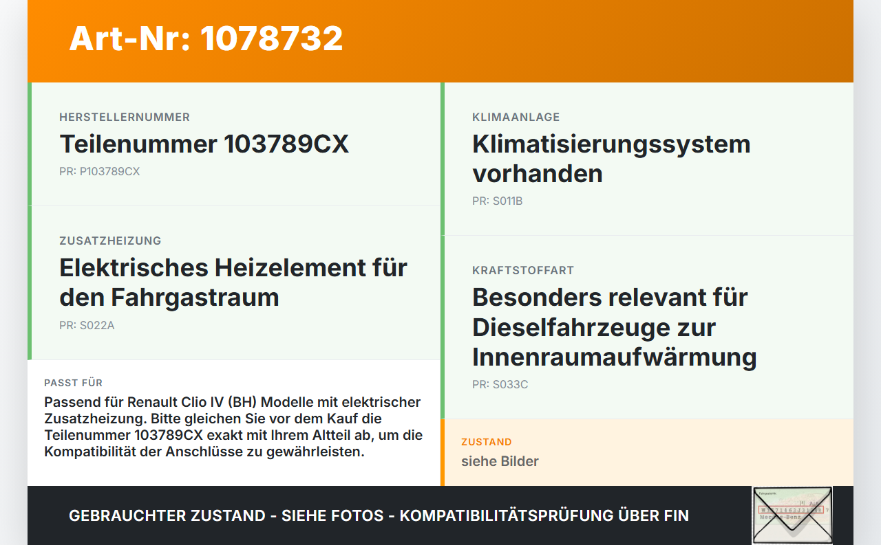 Renault Clio IV BH 12-16 Zusatzheizgerät Zuheizgerät PTC Heizelement Renault Clio IV BH 12-16 23.12.2013 103789CX... Vorschau 3