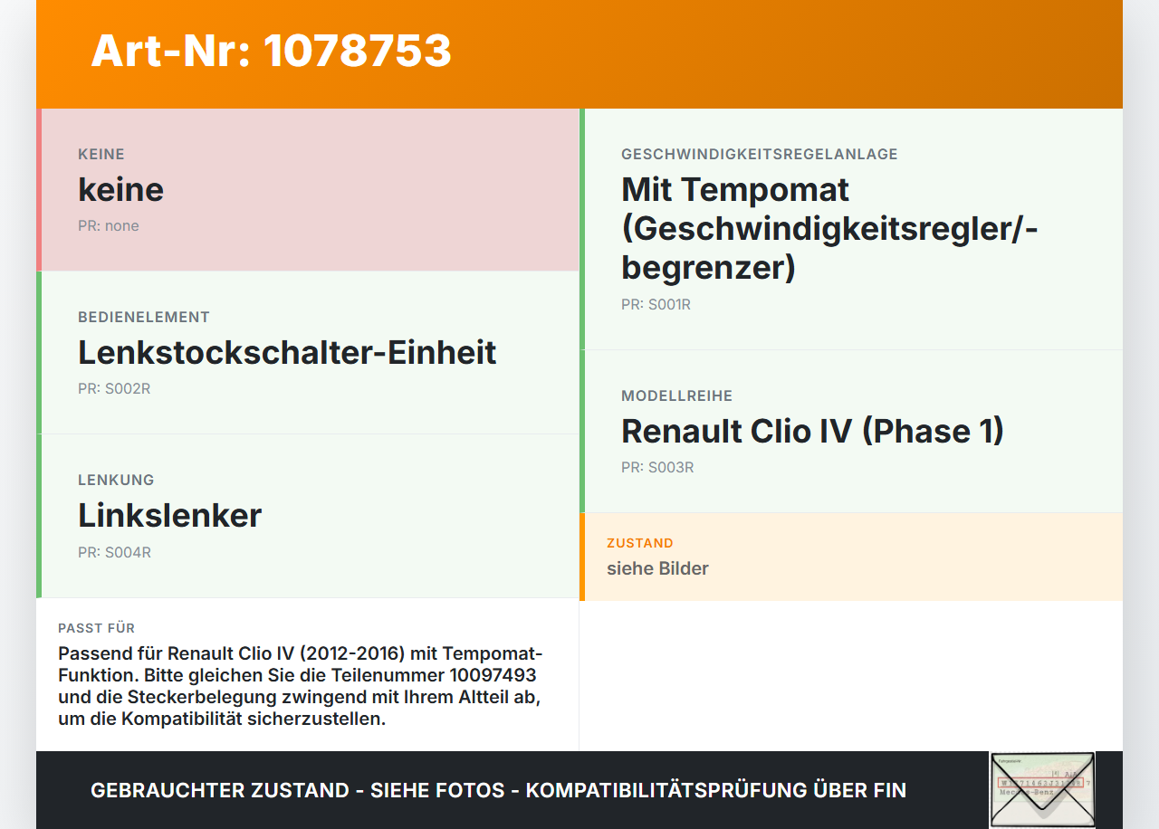 Renault Clio IV BH 12-16 Lenkstockschalter für Tempomat Bedienung Renault Clio IV BH 12-16 23.12.2013 255502964R... Vorschau 3
