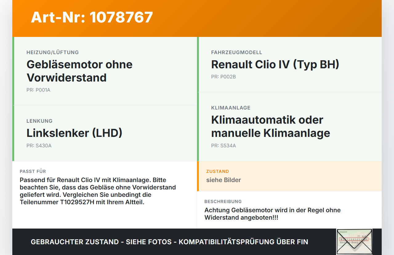 Renault Clio IV BH 12-16 Gebläsemotor Lüftermotor Heizungsgebläse Renault Clio IV BH 12-16 23.12.2013 T1029527H... Vorschau 3