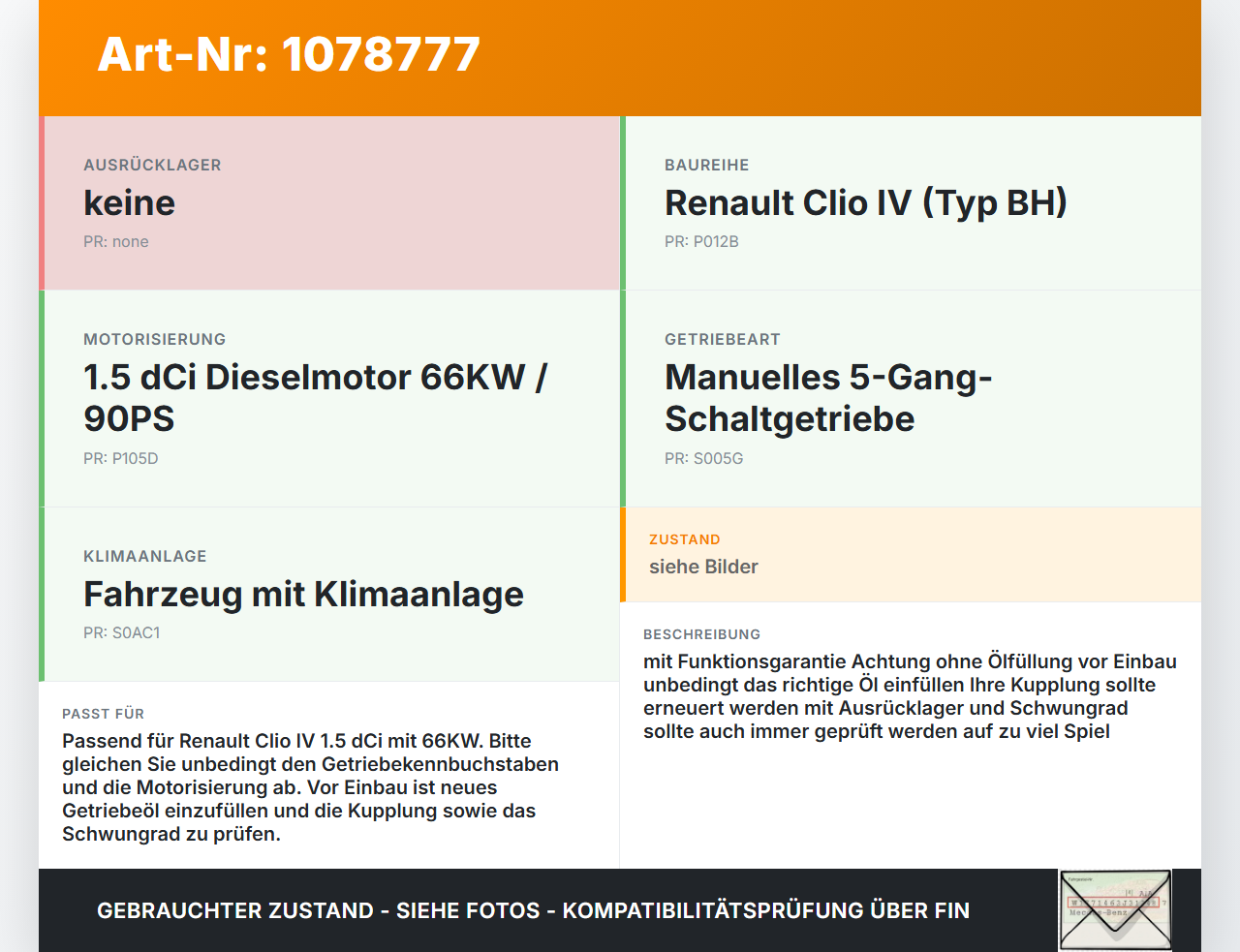 Renault Clio IV BH 12-16 dCi 1,5 66KW Schaltgetriebe Getriebe Renault Clio IV BH 12-16 23.12.2013 gebraucht Vorschau 3