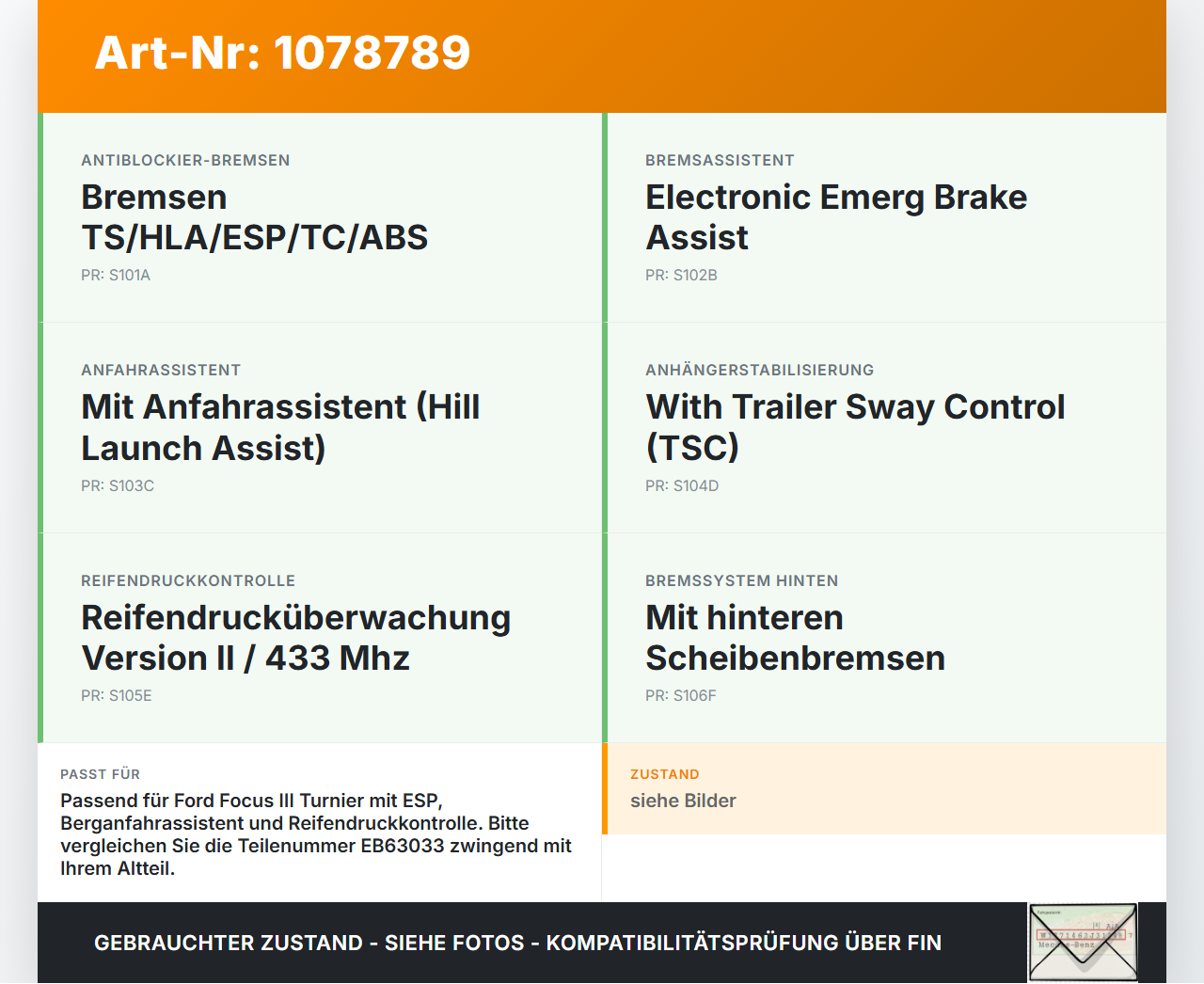 Ford Focus III 11-15 ABS Steuergerät Aggregat Hydraulikblock Ford Focus III 11-15 01.10.2014 100961-01993 EB63033... Vorschau 3