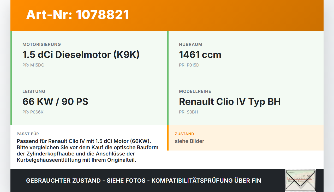 Renault Clio IV BH 12-16 dCi 1,5 66KW Ventildeckel Zylinderkopfhaube Renault Clio IV BH 12-16 23.12.2013 gebraucht Vorschau 3