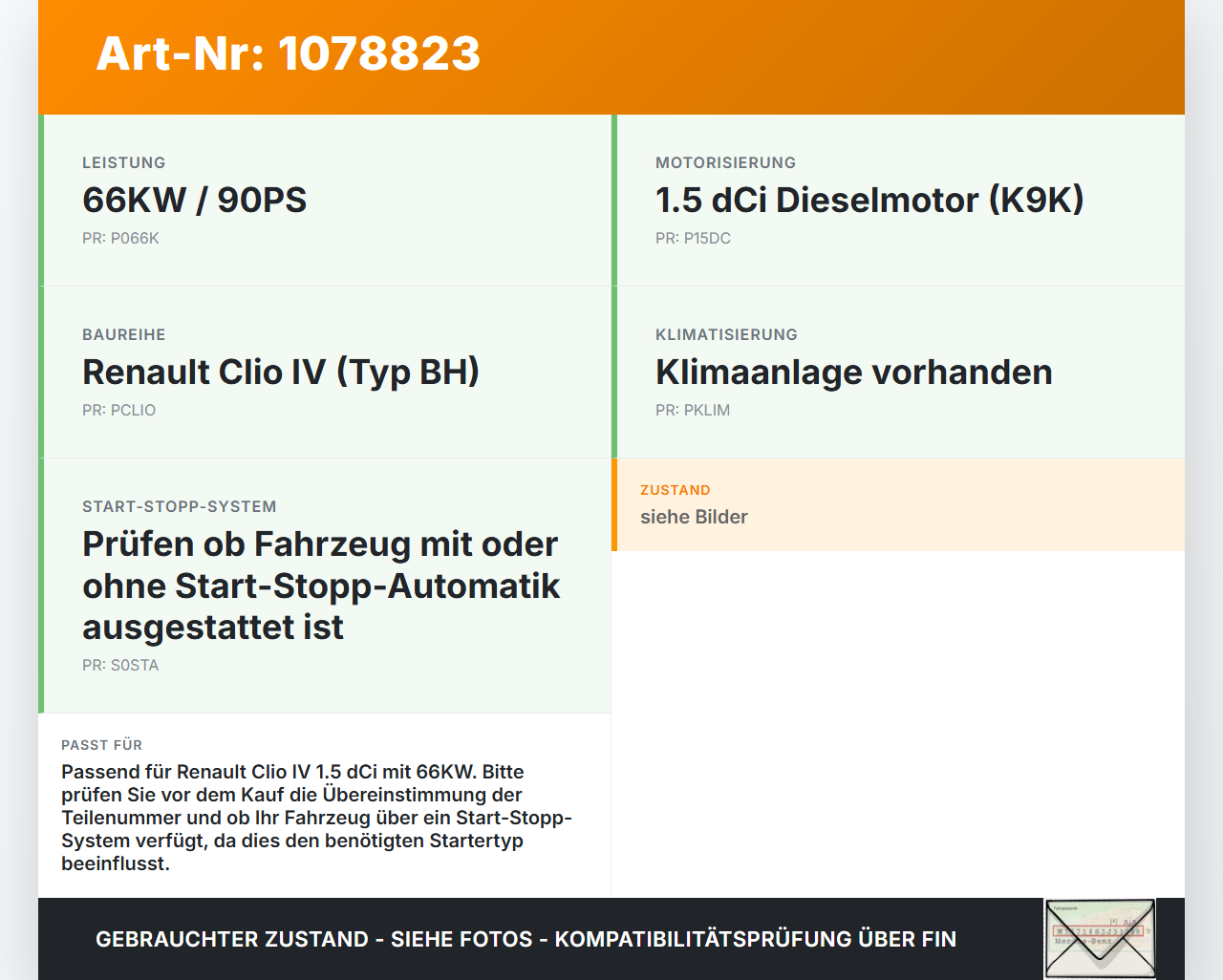 Renault Clio IV BH 12-16 dCi 1,5 66KW Anlasser Starter Renault Clio IV BH 12-16 23.12.2013 gebraucht Vorschau 3