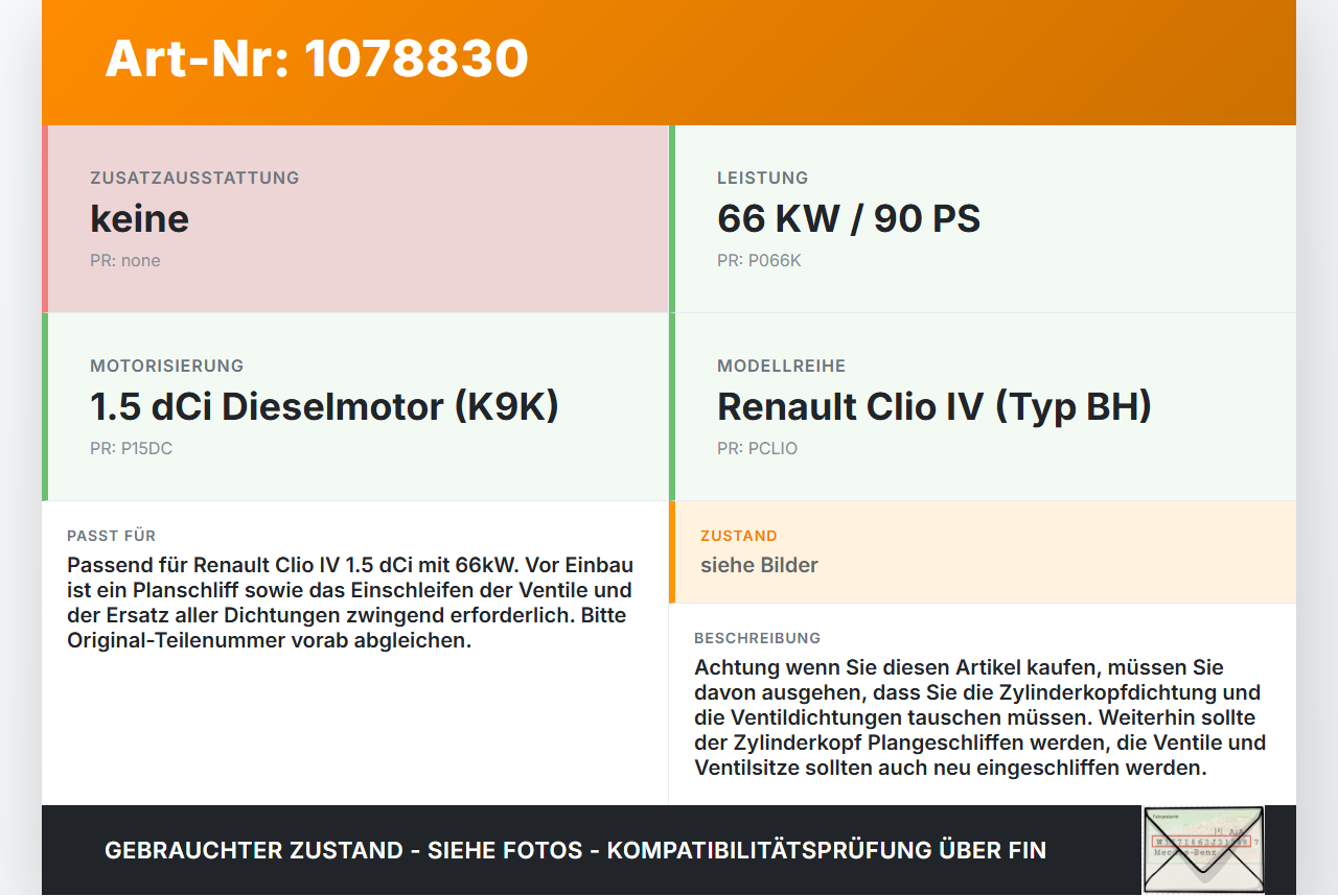 Renault Clio IV BH 12-16 dCi 1,5 66KW Zylinderkopf Renault Clio IV BH 12-16 23.12.2013 gebraucht Vorschau 3