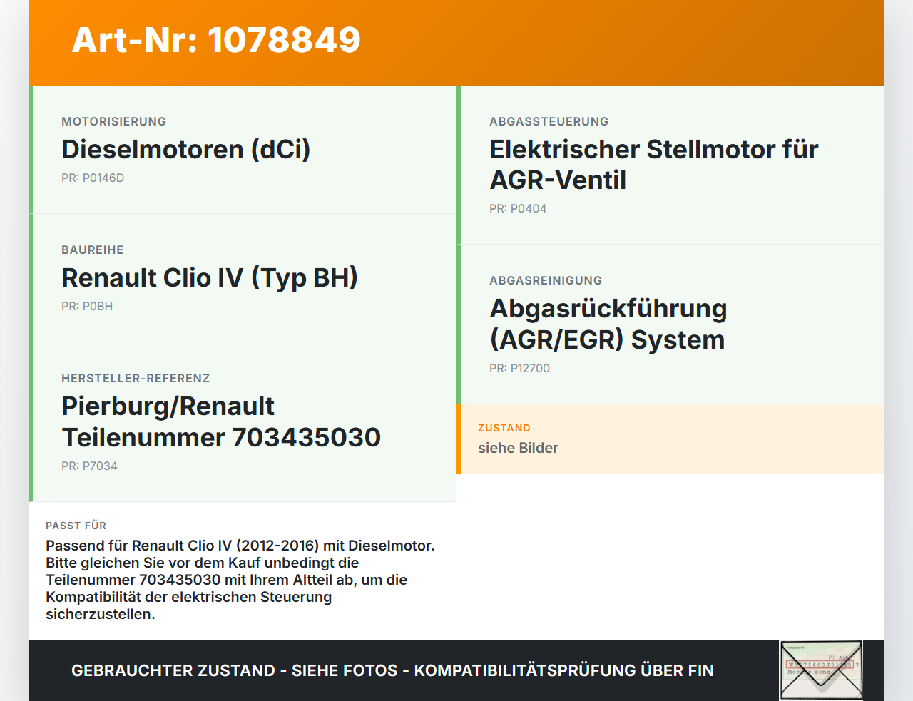 Renault Clio IV BH 12-16 dCi 1,5 66KW Stellmotor für Abgasrückführventil EGR AGR Ventil Renault Clio IV BH 12-16... Vorschau 3
