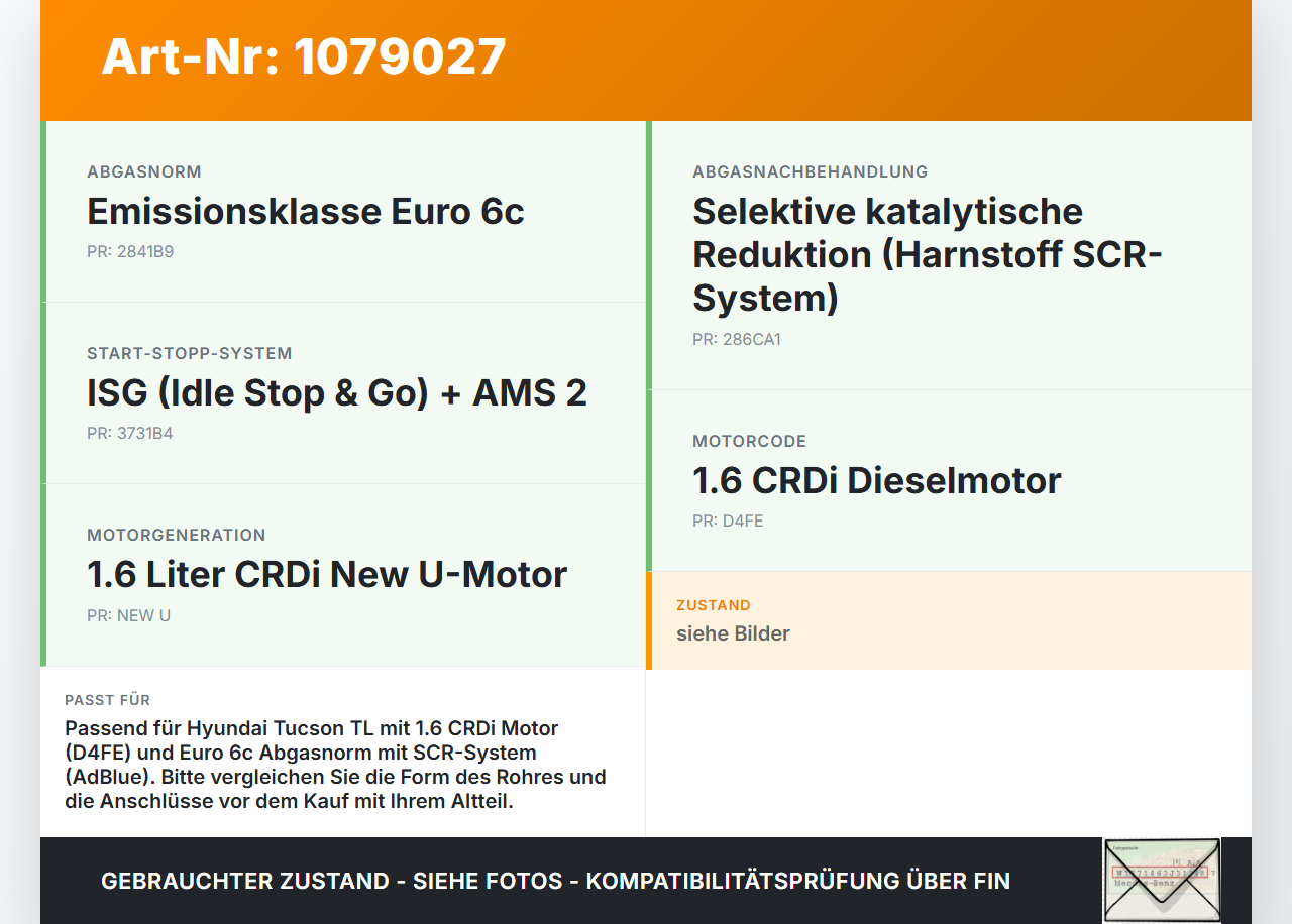 Hyundai Tucson TL 18-20 CRDi 1,6 100KW Abgasleitung AGR Rohr Leitung Hyundai Tucson TL 18-20 06.11.2019 gebraucht Vorschau 3