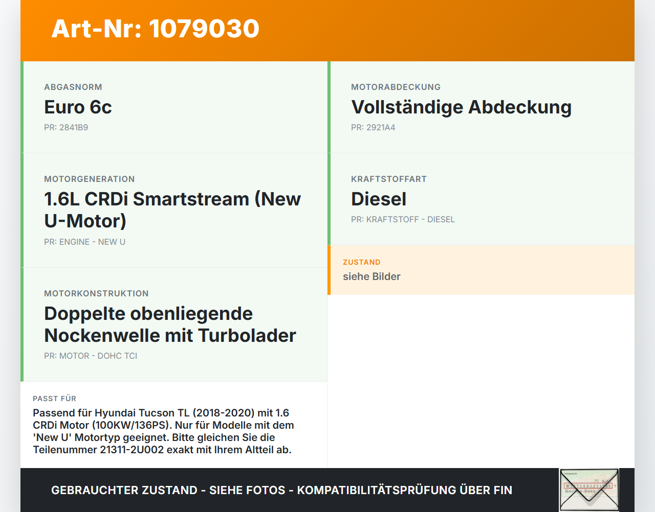 Hyundai Tucson TL 18-20 CRDi 1,6 100KW Verkleidung Abdeckung für Zahnriemen Hyundai Tucson TL 18-20 06.11.2019... Vorschau 3