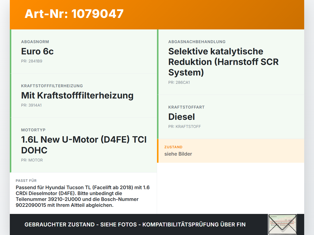 Hyundai Tucson TL 18-20 CRDi 1,6 100KW Kraftstoffdrucksensor Sensor Kraftstoff Drucksensor Geber Hyundai Tucson TL... Vorschau 3