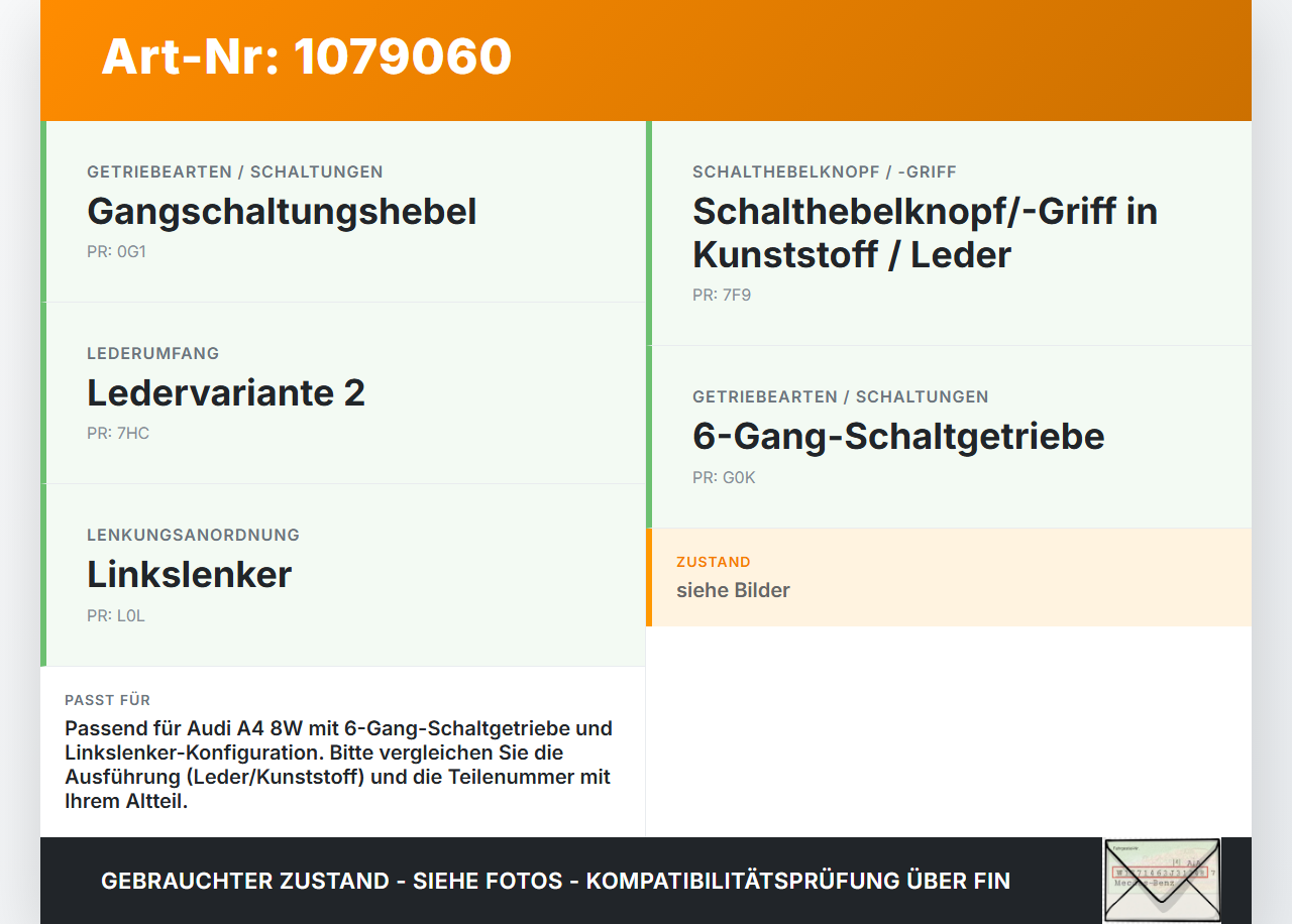 Audi A4 8W 15-19 TDI 2,0 110KW Schaltknauf für Schalthebel Gangschalter 6G Audi A4 8W 15-19 27.06.2016 gebraucht Vorschau 3