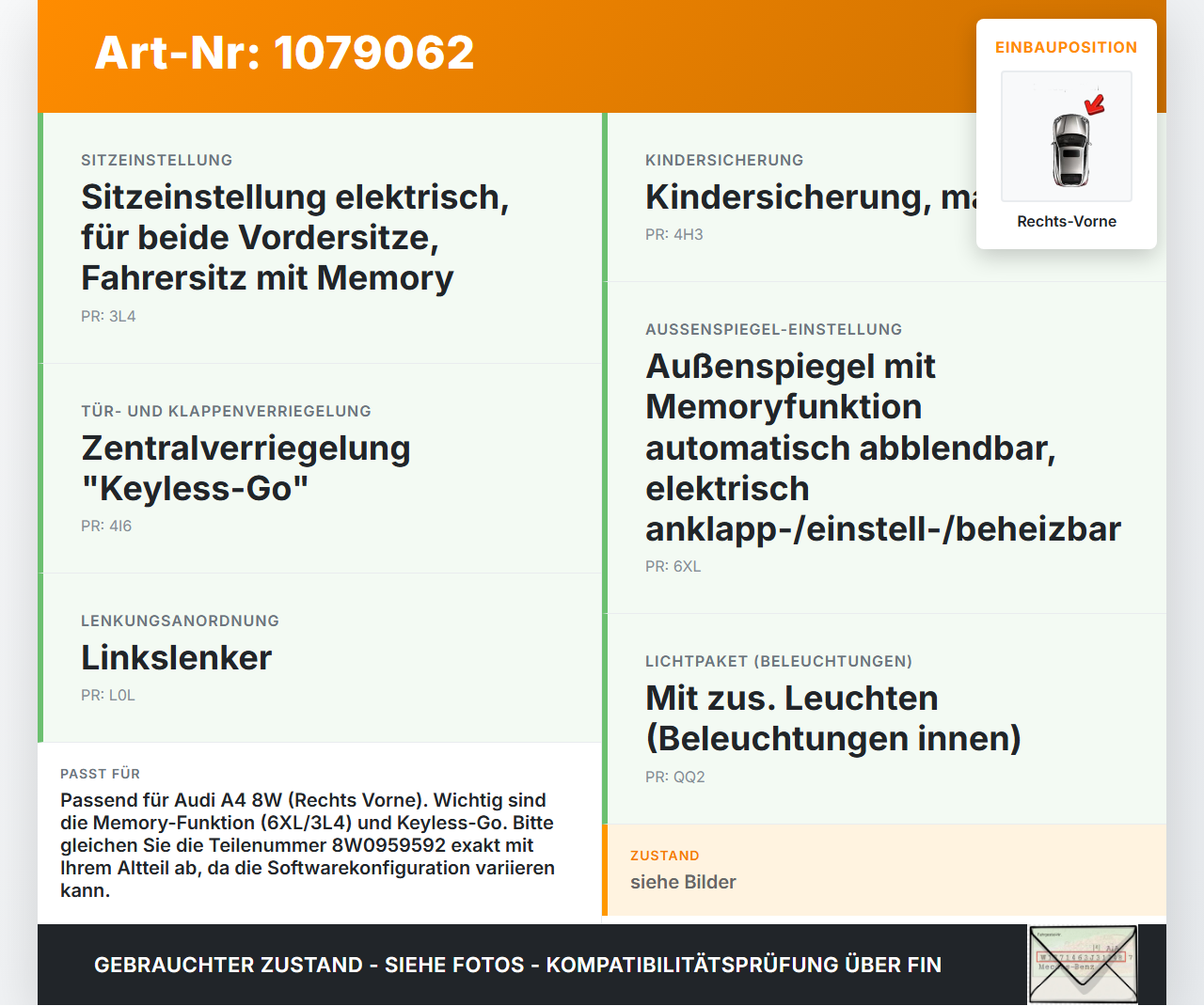 Audi A4 8W 15-19 Steuergerät ECU Modul SG für Tür Rechts Vorne Audi A4 8W 15-19 27.06.2016 8W0959592G 8W0959592... Vorschau 3