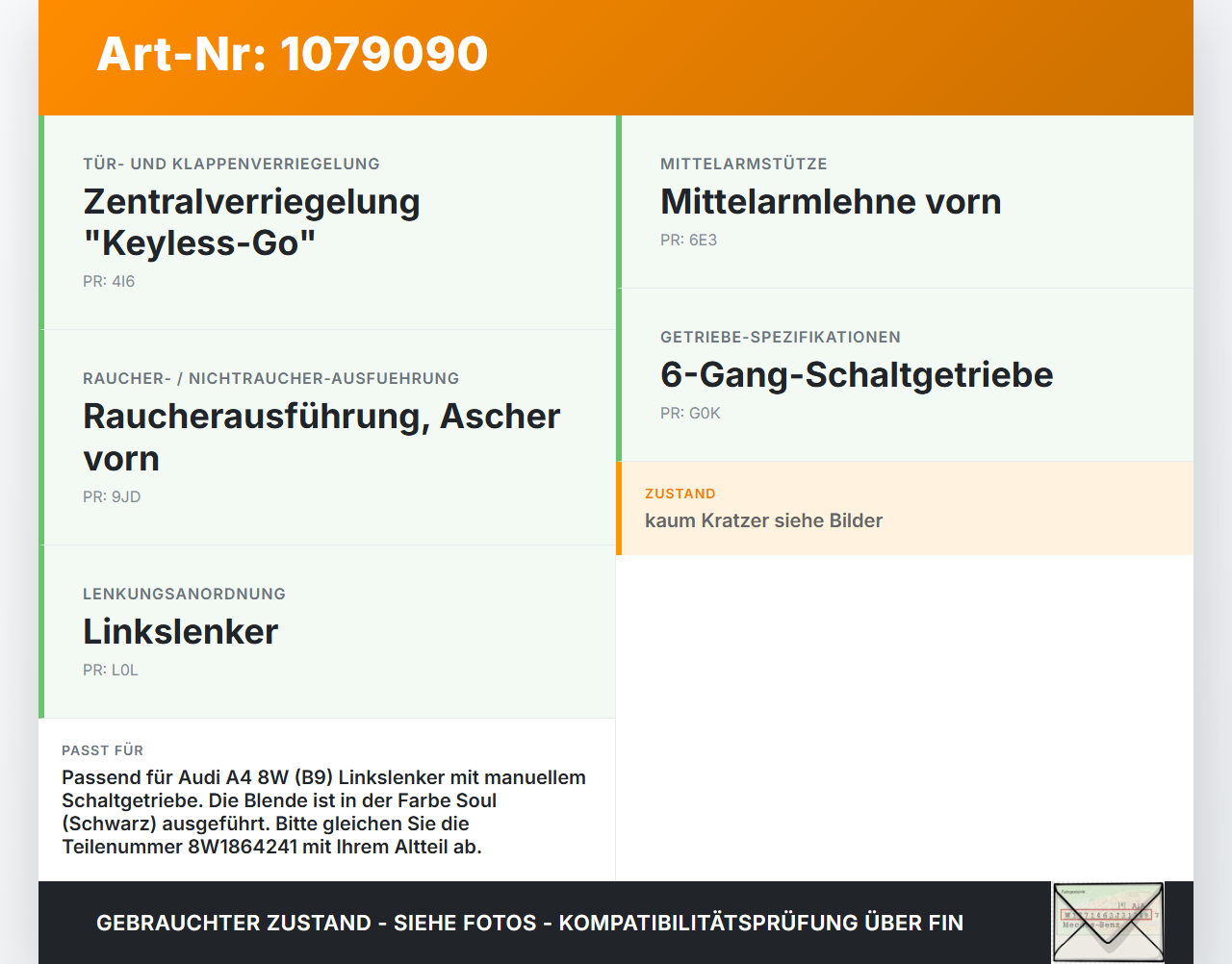 Audi A4 8W 15-19 Blende Einbaurahmen für Mittelkonsole Audi A4 8W 15-19 27.06.2016 8W1864241 gebraucht Vorschau 3
