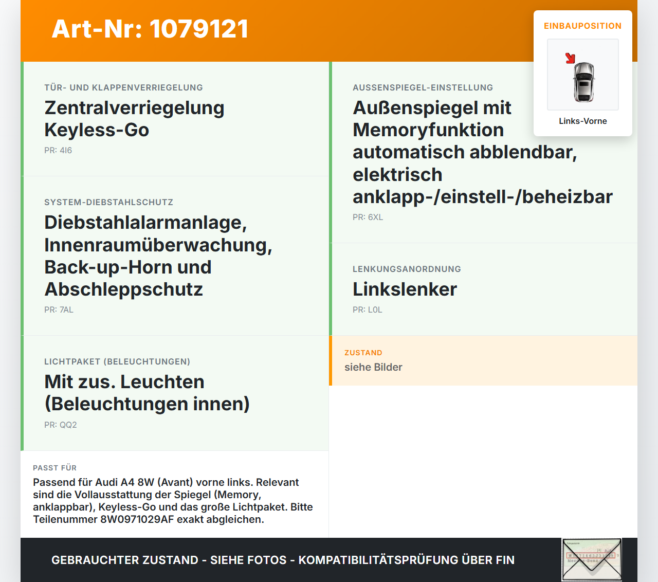 Audi A4 8W 15-19 Kombi Kabelbaum Leitungssatz Tür Fensterheber Links Vorne Audi A4 8W 15-19 27.06.2016 TAB010403AN... Vorschau 3
