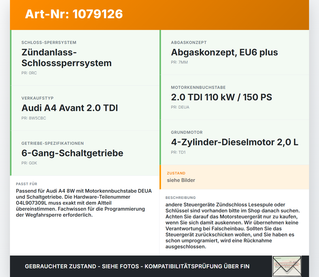 Audi A4 8W 15-19 TDI 2,0 110KW Steuergerät ECU für Motor Motorsteuergerät Audi A4 8W 15-19 27.06.2016 04L906026FR... Vorschau 3