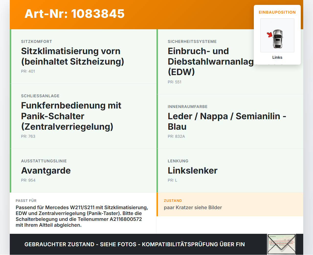 Mercedes S211 E500 02-06 Warnblinkschalter Schalter Sitzheizung ZV ESP Mercedes S211 E500 02-06 01.07.2004... Vorschau 3
