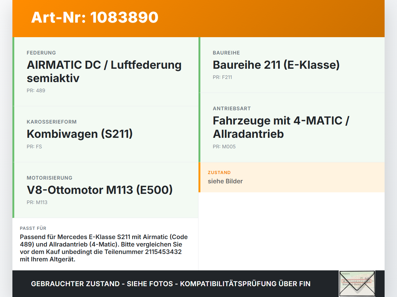 Mercedes S211 E500 02-06 Steuergerät ECU Modul Luftfederung Luftfahrwerk Mercedes S211 E500 02-06 01.07.2004... Vorschau 3