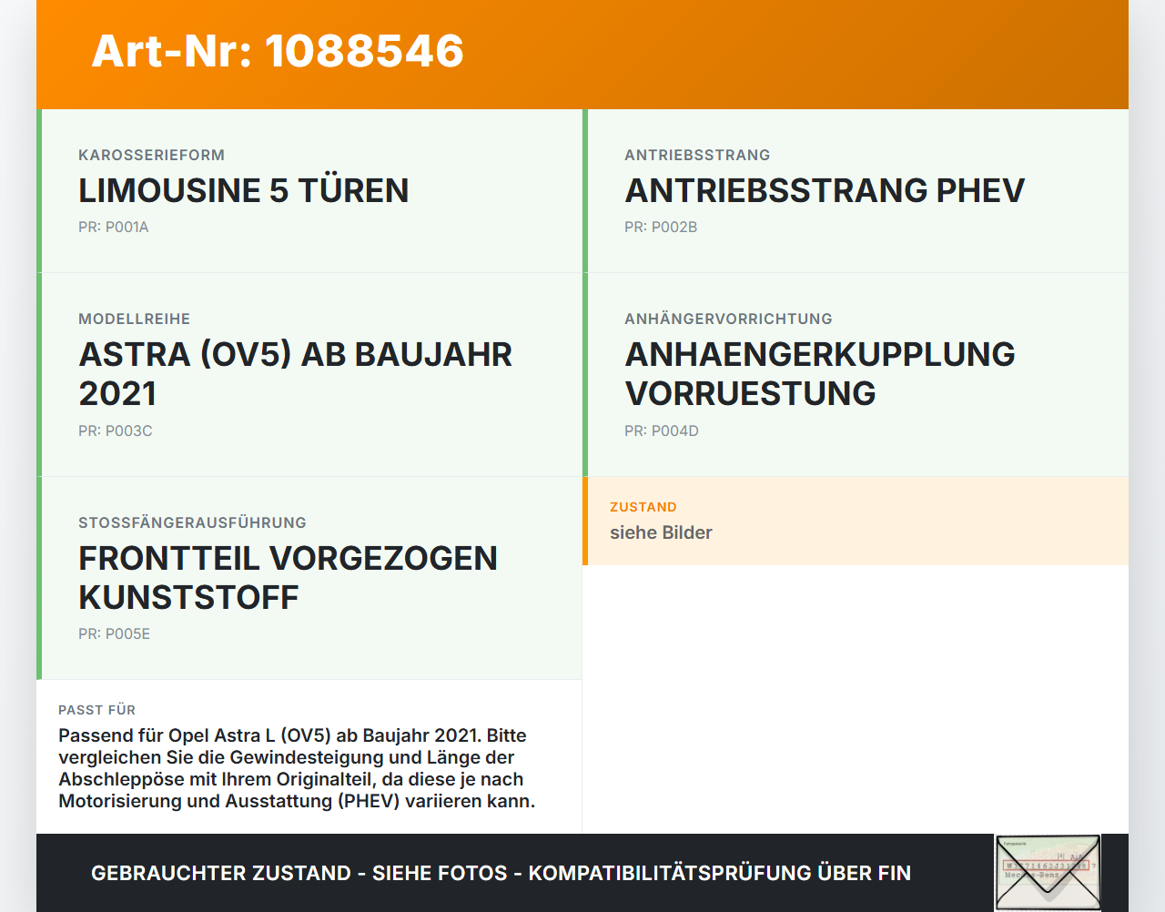 Opel Astra L 21-26 Abschleppöse Abschlepphaken Opel Astra L 21-26 27.04.2023 9675971080 gebraucht Vorschau 3