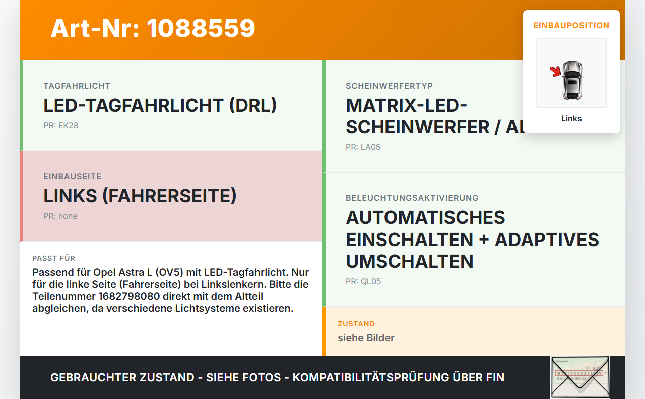 Opel Astra L 21-26 LED Tagfahrlicht Tagfahrleuchte Lichtsteuergerät Links Opel Astra L 21-26 27.04.2023 1682798080... Vorschau 3