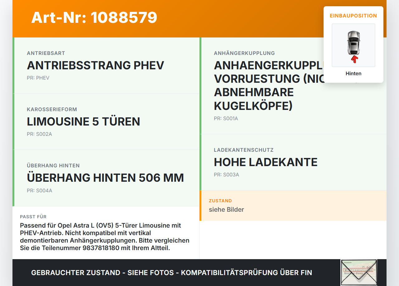 Opel Astra L 21-26 Stoßstangenträger Stoßfängerträger Querträger Träger Hinten Opel Astra L 21-26 27.04.2023... Vorschau 3