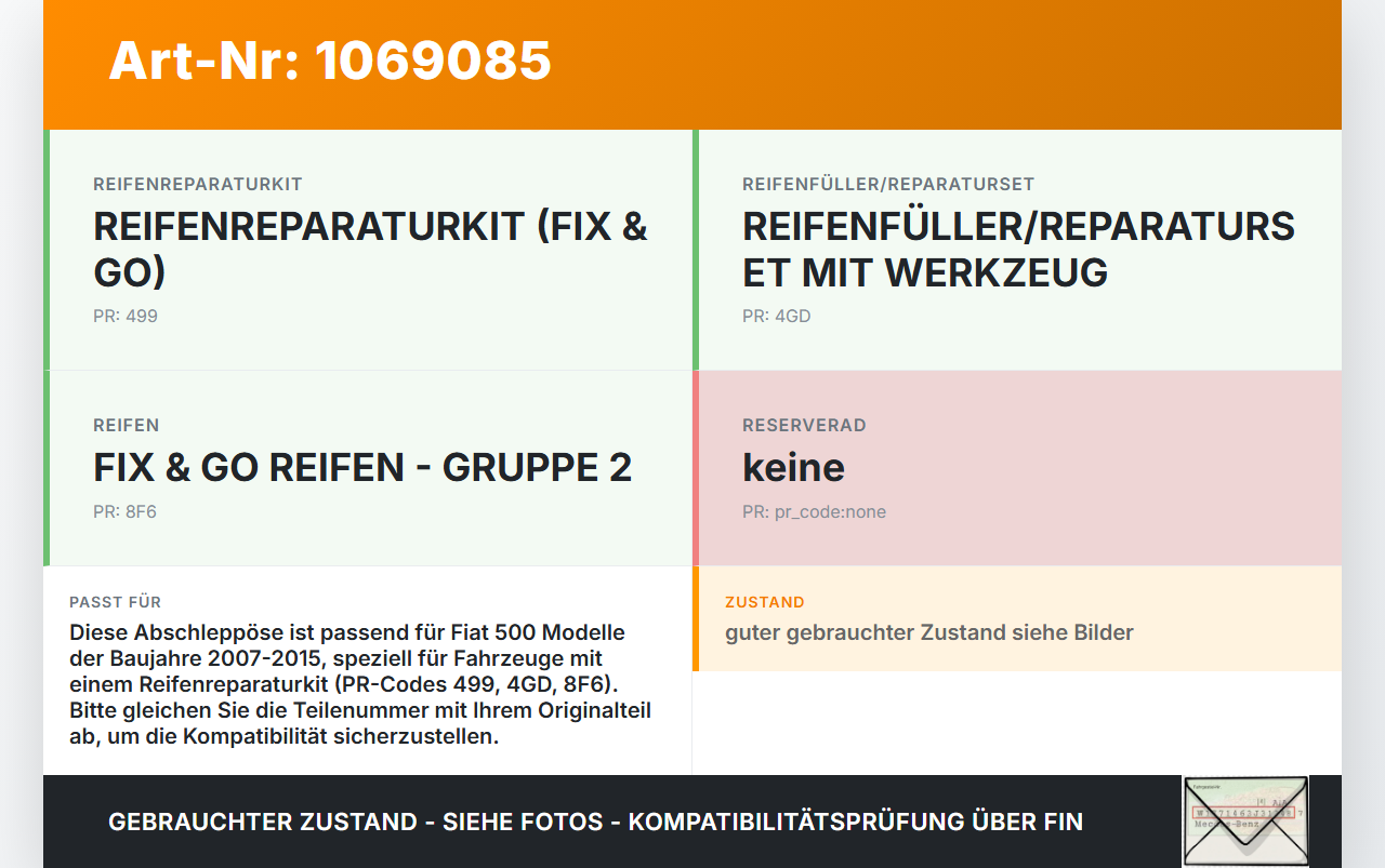 Fiat 500 07-15 Abschleppöse Abschlepphaken Fiat 500 07-15 28.03.2018 gebraucht Vorschau 3