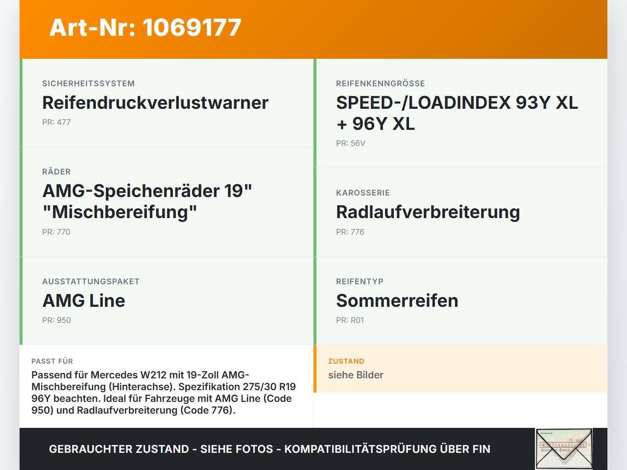 Mercedes E250 W212 13-16 2 x Reifen Sommerreifen Nexen 275/30R19 96 Y Mercedes E250 W212 13-16 17.09.2013 gebraucht Vorschau 3