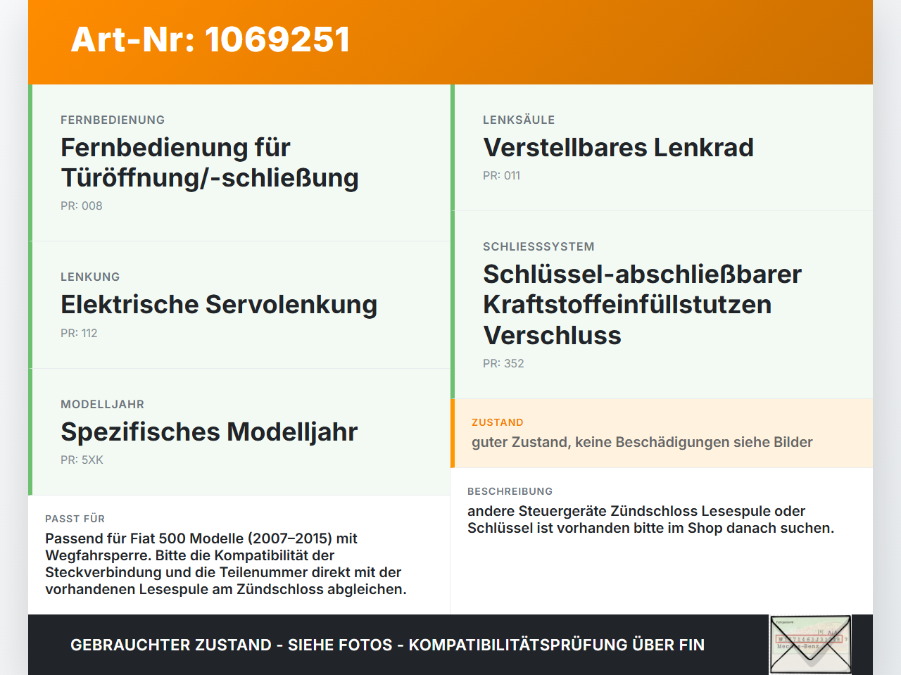 Fiat 500 07-15 Lesespule Fiat 500 07-15 28.03.2018 gebraucht Vorschau 3