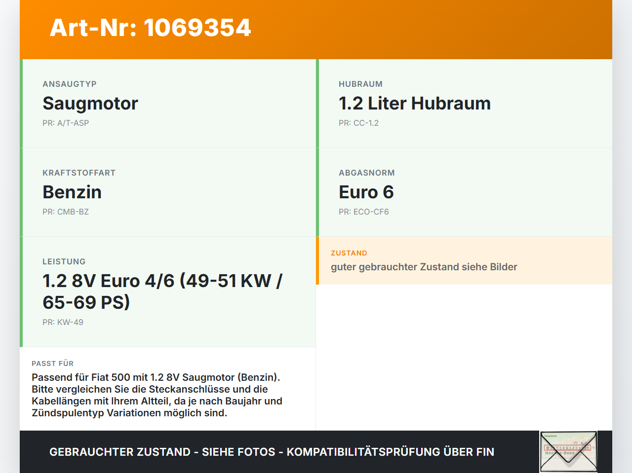 Fiat 500 07-15 1,2 51KW Zündkabel Zündkabelsatz Fiat 500 07-15 28.03.2018 gebraucht Vorschau 3