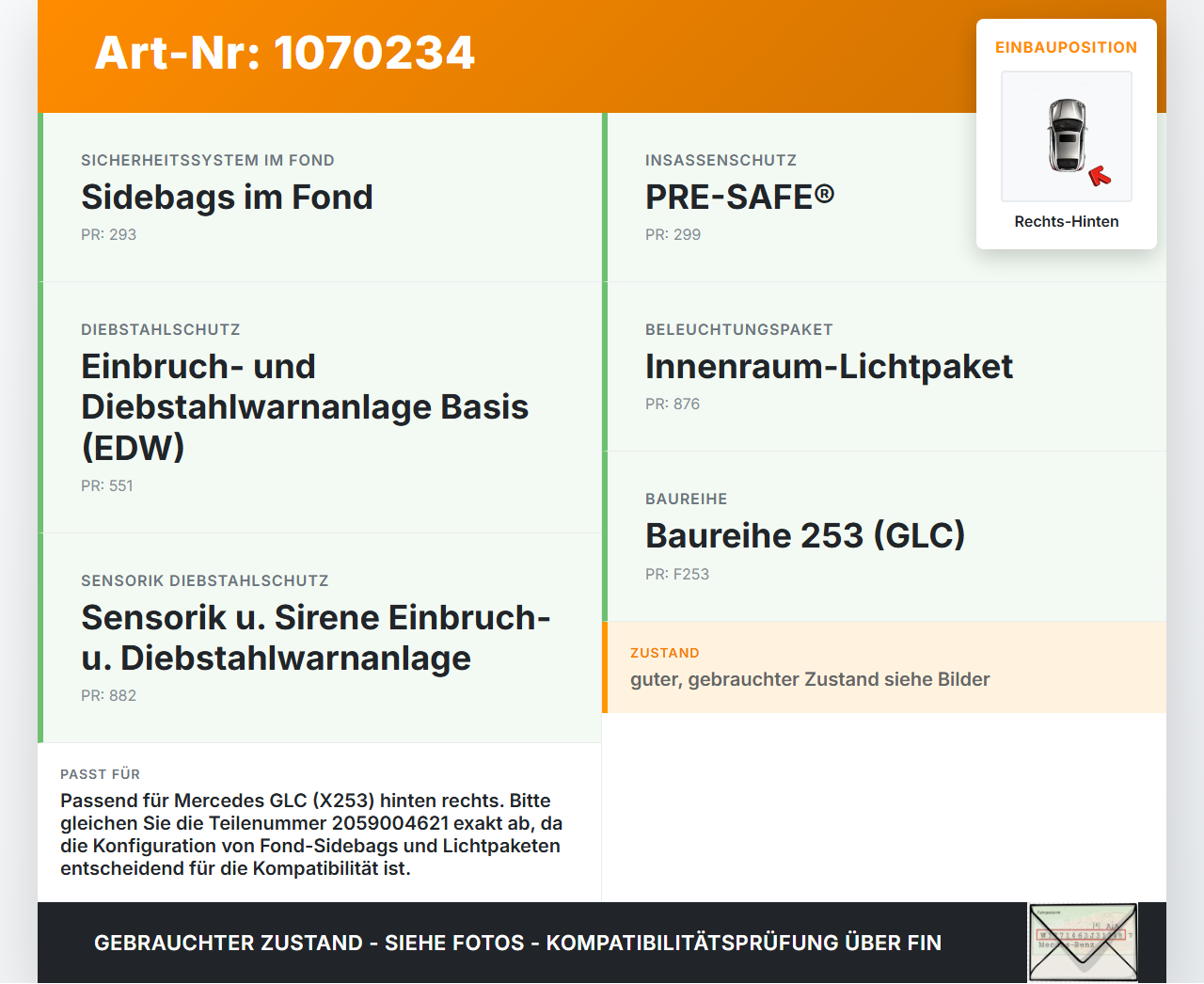 Mercedes X253 15-19 Steuergerät SG Türsteuergerät Rechts Hinten Mercedes X253 15-19 14.09.2015 2059004621... Vorschau 3