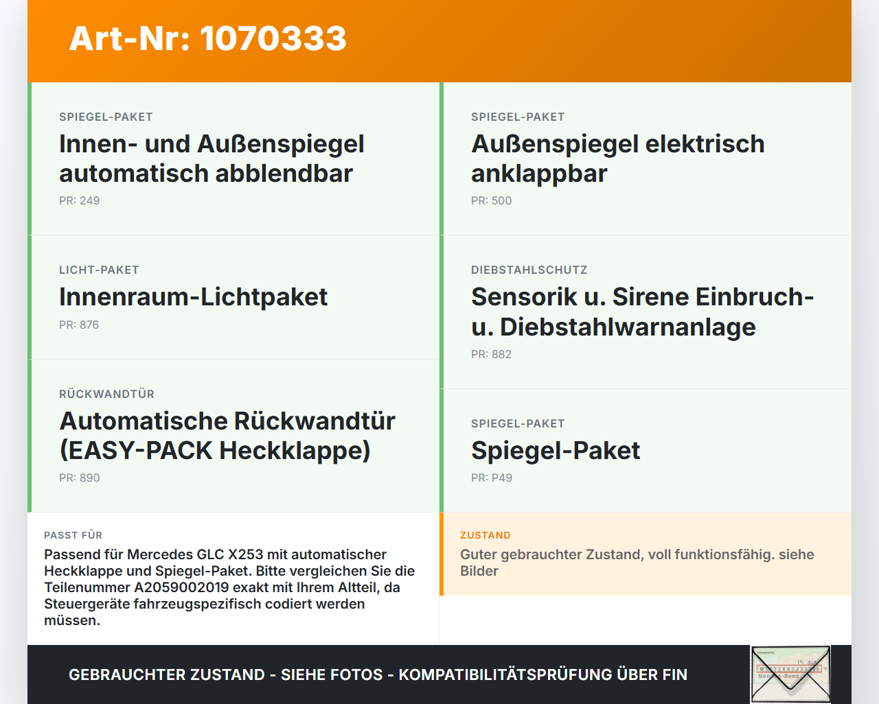 Mercedes X253 15-19 Steuergerät Komfort SG Mercedes X253 15-19 14.09.2015 A2059002019 5DK010775-74 gebraucht Vorschau 3