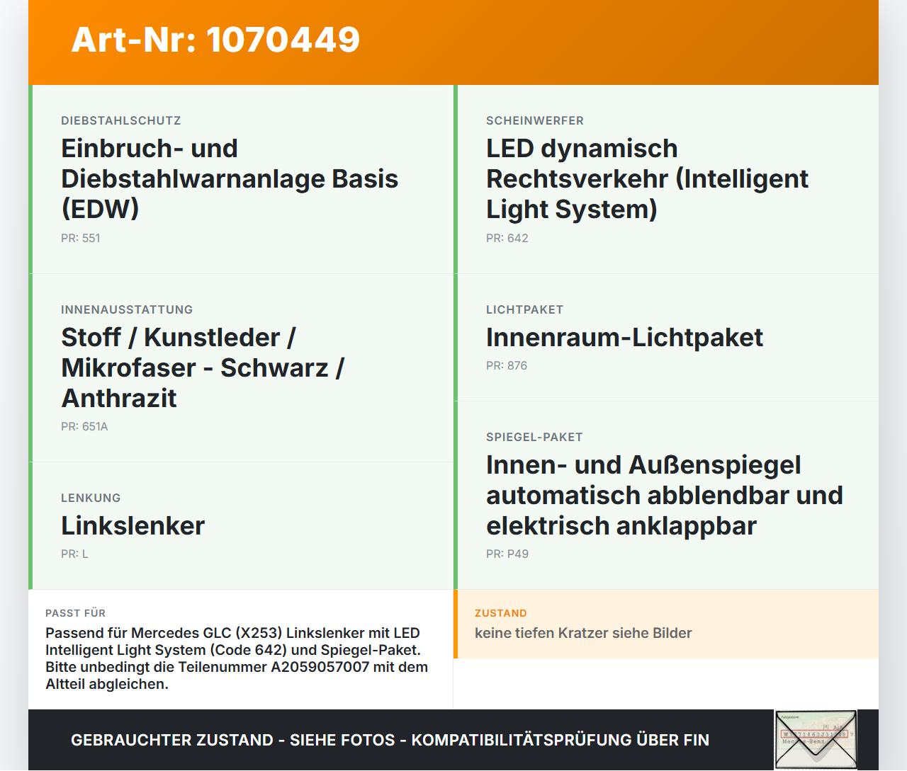 Mercedes X253 15-19 Lichtschalter Schalter Mercedes X253 15-19 14.09.2015 A2059057007 10128761 A20590570079J01 gebraucht Vorschau 3
