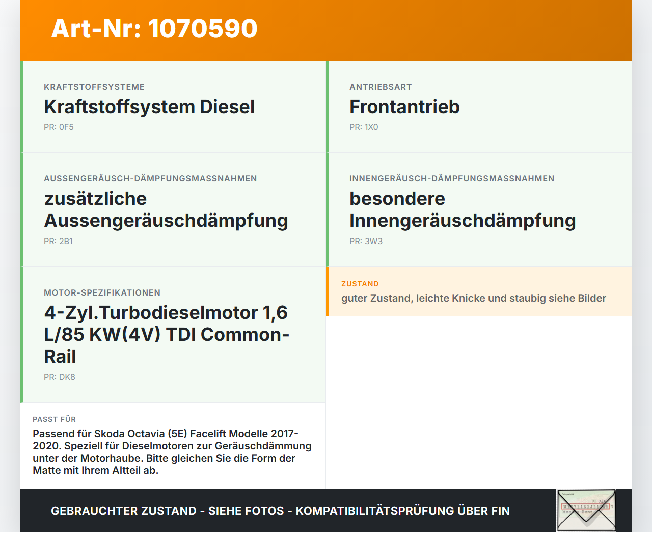 Skoda Octavia 17-20 Dämmung Schallisolierung für Motorhaube Dämmmatte Skoda Octavia 17-20 09.11.2017 gebraucht Vorschau 3