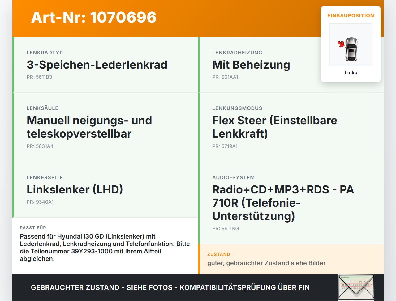 Hyundai I30 GD 12-17 Lenkradschalter Telefonie Schalter für Lenkrad Links Hyundai I30 GD 12-17 25.06.2015... Vorschau 3