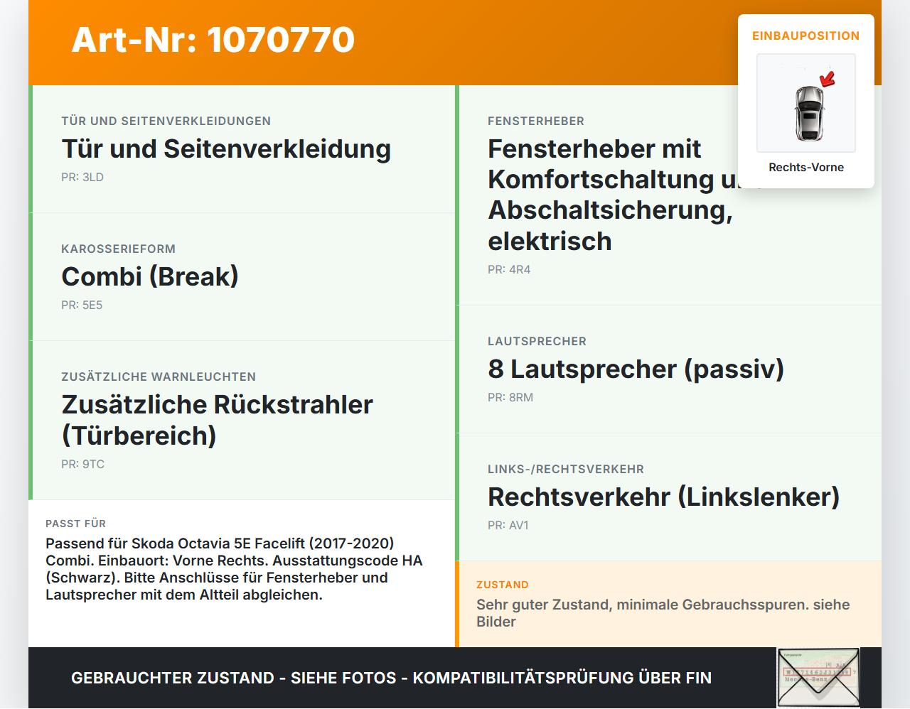 Skoda Octavia 17-20 Break Türverkleidung Türpappe Rechts Vorne Skoda Octavia 17-20 09.11.2017 gebraucht Vorschau 3