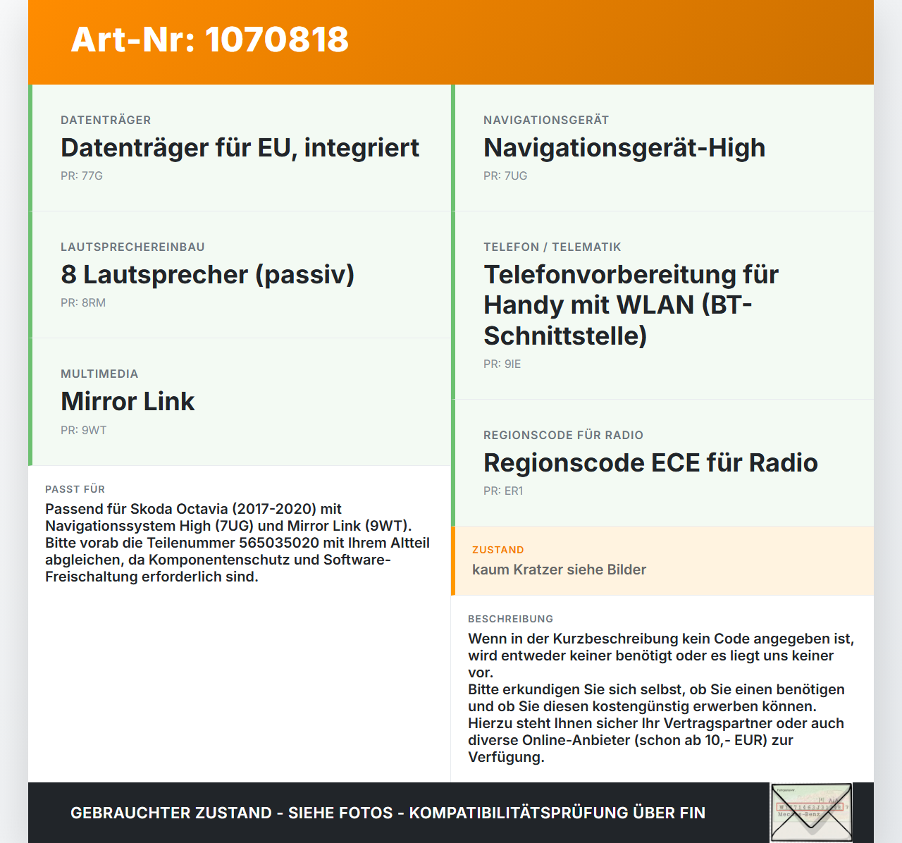 Skoda Octavia 17-20 Navigationssystem Navi Multimedia Radio Einheit MMI Skoda Octavia 17-20 09.11.2017 565035020A... Vorschau 3