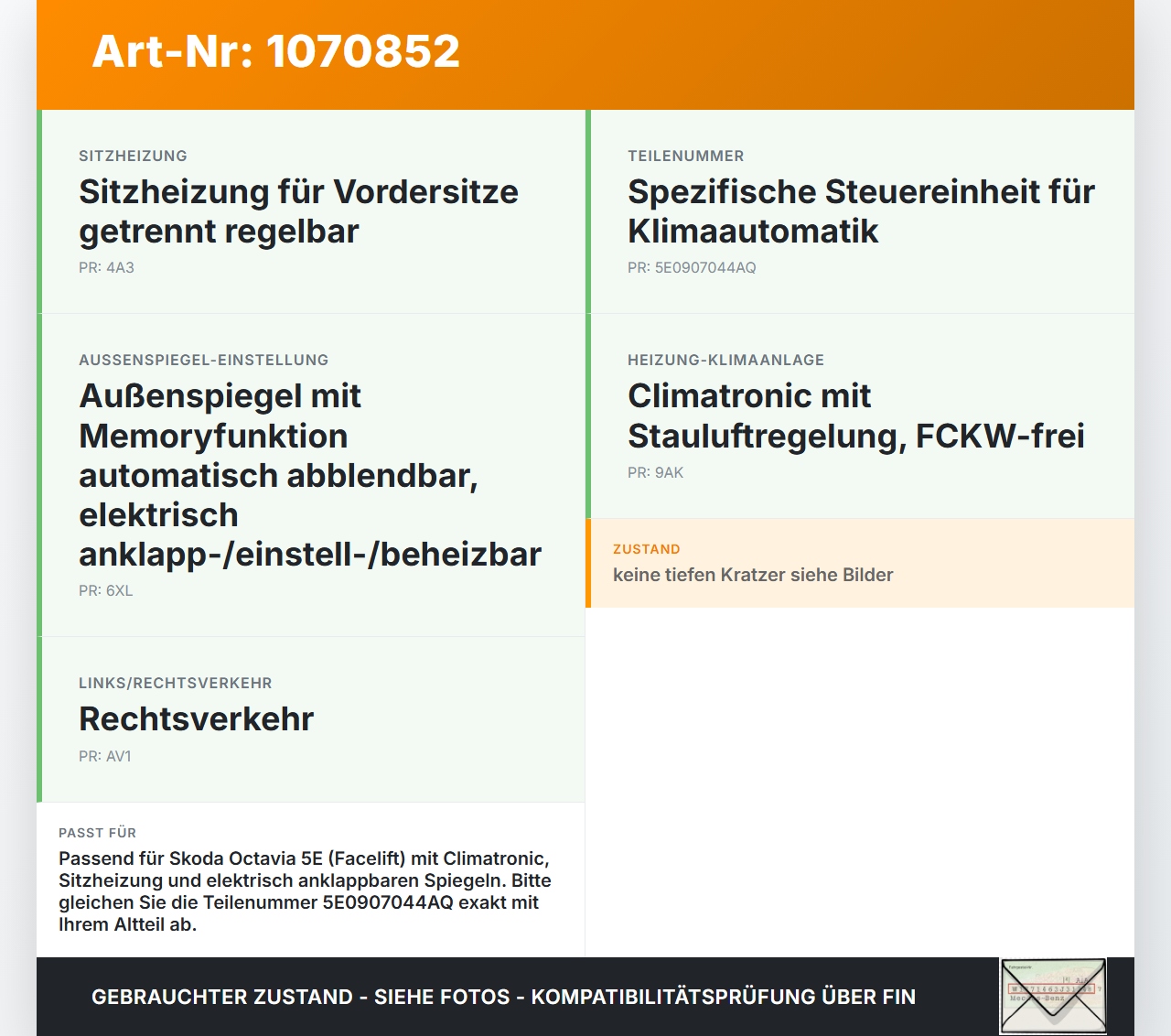 Skoda Octavia 17-20 Bedienteil Bedienelement Heizung Klimabedienteil Skoda Octavia 17-20 09.11.2017 5E0907044AQ... Vorschau 3