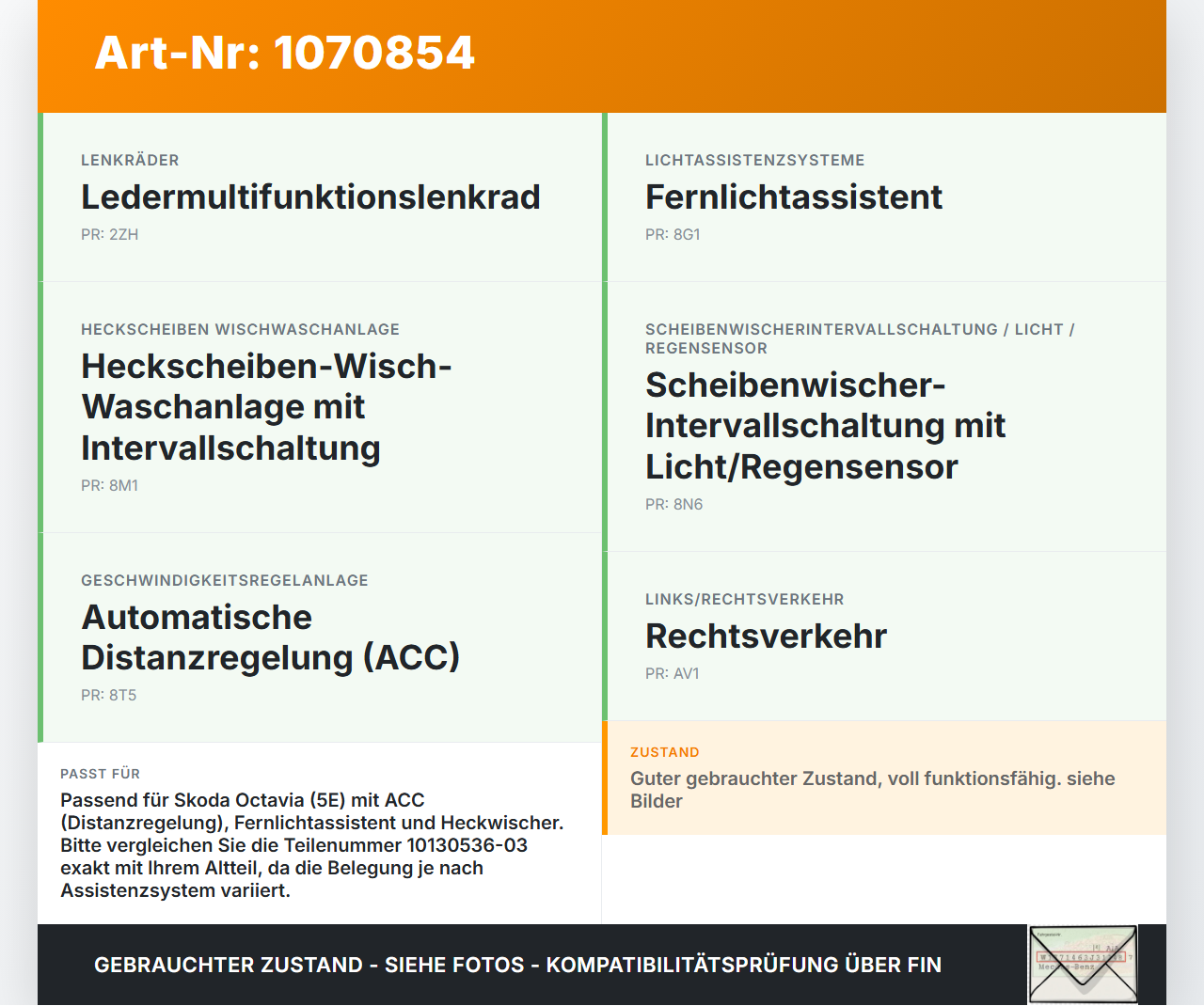 Skoda Octavia 17-20 Lenkstockschalter Blinker Wischer Kombischalter Skoda Octavia 17-20 09.11.2017 5Q0953507JB... Vorschau 3