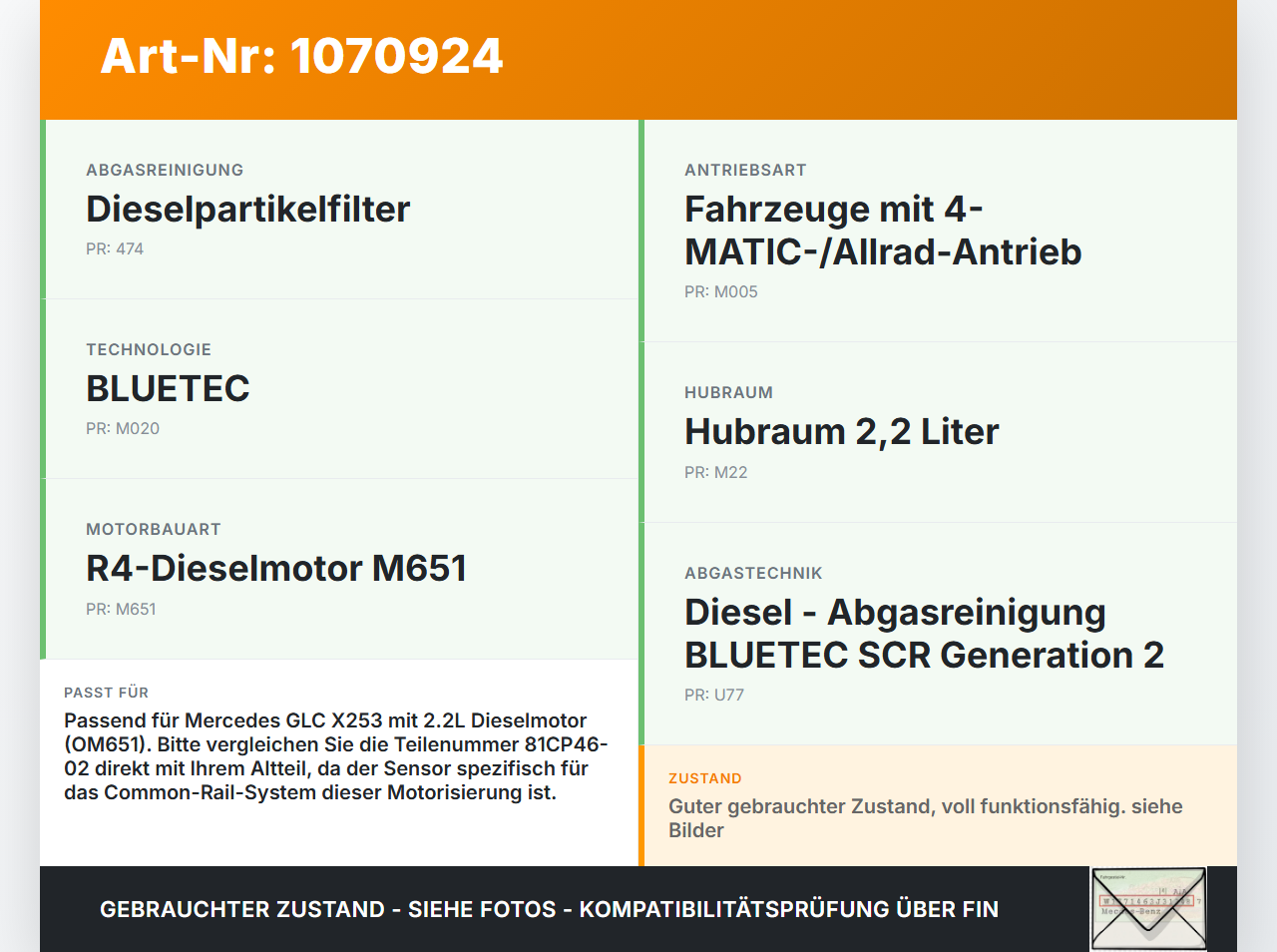 Mercedes X253 15-19 CDI 2,2 125KW Railsensor Drucksensor Mercedes X253 15-19 14.09.2015 A6511402108 A0091535228... Vorschau 3