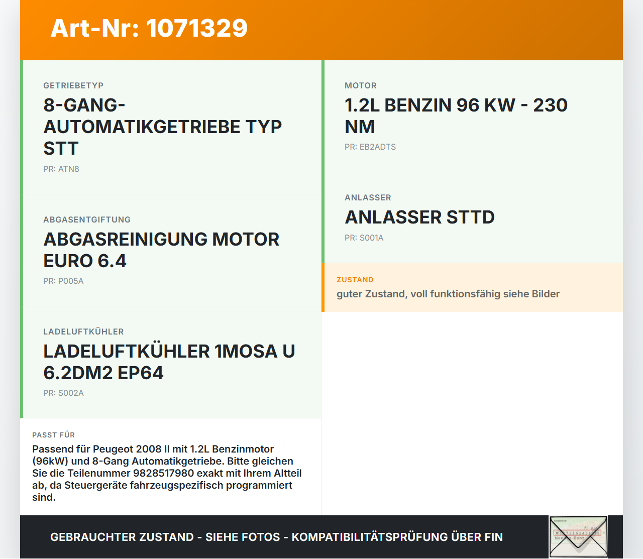 Peugeot 2008 II CMP 23-26 Steuergerät ECU Modul Peugeot 2008 II CMP 23-26 20.20.2020 9828517980 L90173184 gebraucht Vorschau 3