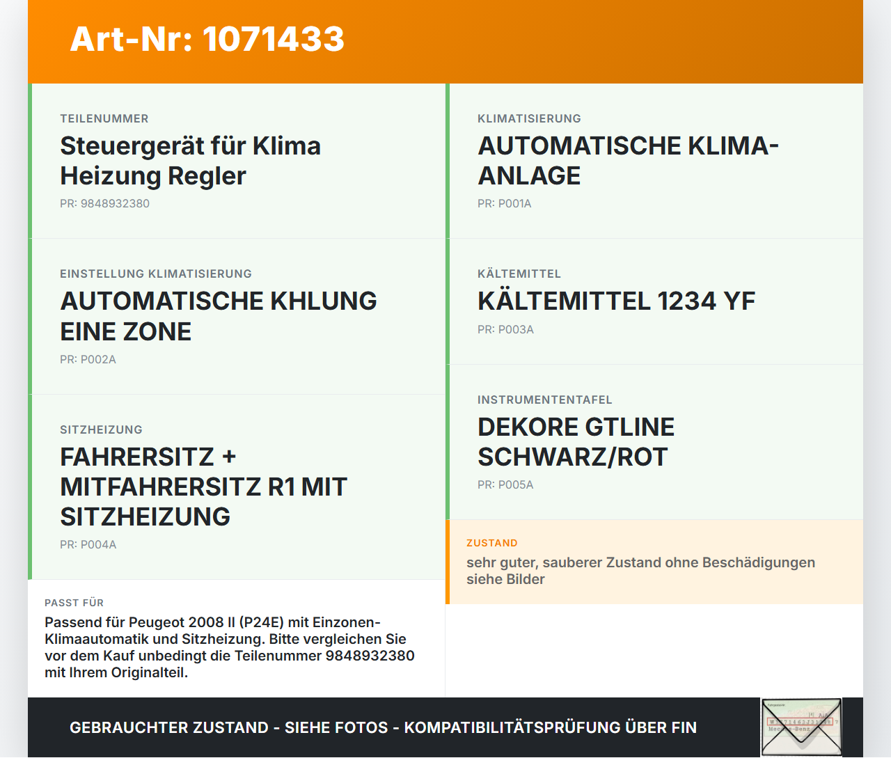 Peugeot 2008 II CMP 23-26 Steuergerät SG für Klima Heizung Regler Peugeot 2008 II CMP 23-26 20.20.2020 9848932380... Vorschau 3