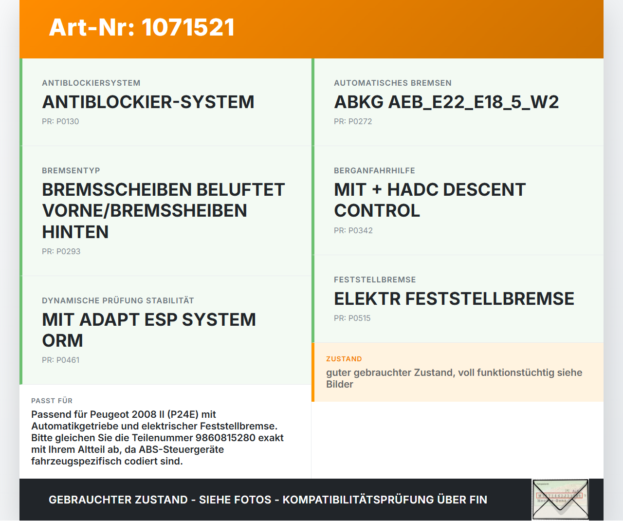 Peugeot 2008 II CMP 23-26 ABS Steuergerät Aggregat Hydraulikblock Peugeot 2008 II CMP 23-26 20.20.2020 9860815280... Vorschau 3